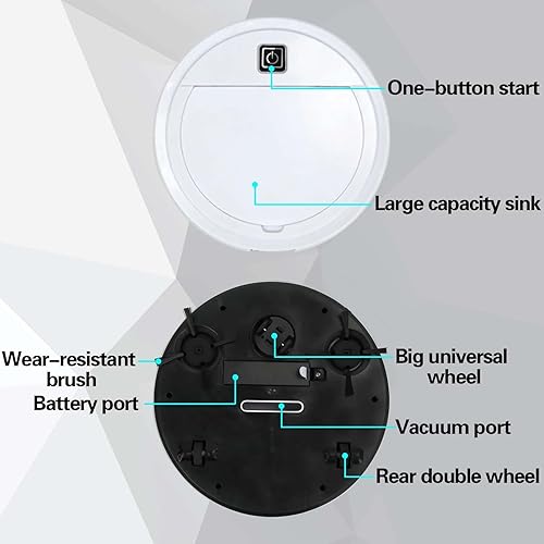 Miniatura 7 de Aspirador robot barrido, silencioso y delgado, aspirador robótico para el hogar perezoso para limpiar pelo de mascotas, mármol, baldosas de cerámica