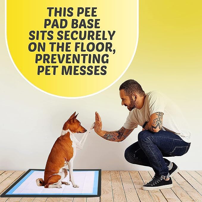 Image of TidyFriend Dog Pee Pad Holder Tray Fits for 36 inch x 36 inch Wee Wee Pee Pads - Stable Grip, Raised Edges, Quick-Wipe Silicone Surface Dog Potty Tray Holder for Indoor Flooring Protection (Black)