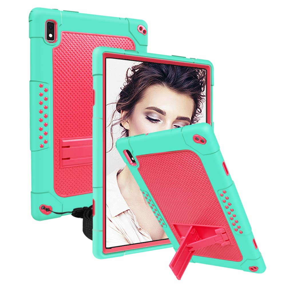 for Vastking KingPad K10 K10 Pro Z10 Case with Shoulder Strap for Marvue Pad M10 / Blackview Tablet 9 / Justethan/BYYBUO SmartPad A10 / Oangcc Tab A6 / VVL T2 10.1 inch Tablet (Green+Pink)