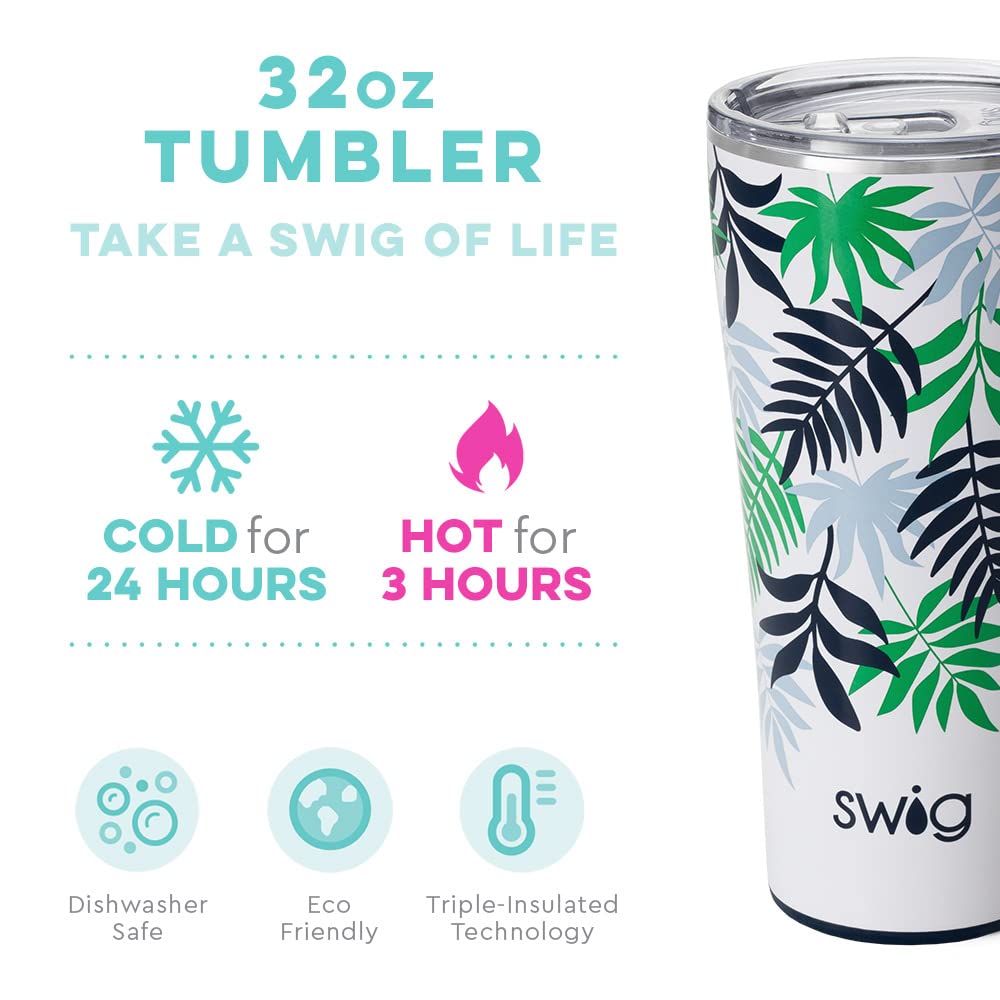 Swig Life Isolierter Trinkbecher, Reise-Kaffeebecher mit Deckel, Becherhalter, freundlicher Reise-Kaffeebecher, Edelstahl mit Deckel (Island Breeze)