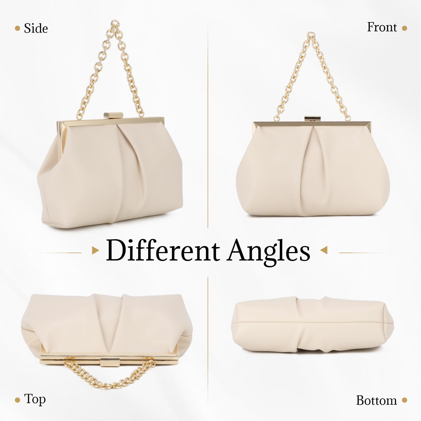 Borsa da sera increspata da donna, pochette plissettata per matrimoni, feste formali