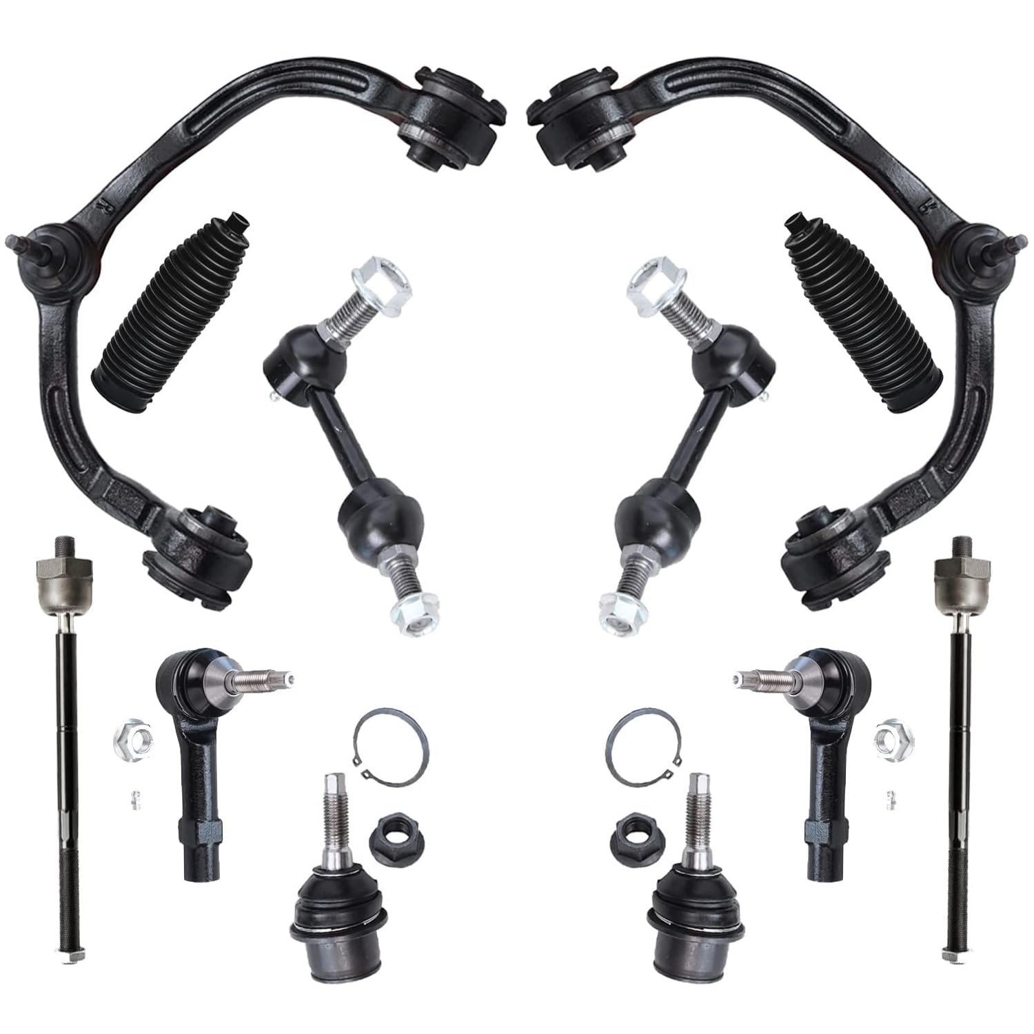 Detroit Axle - 12pc Front End Suspension Kit for 2005-2006 Lincoln Navigator Ford Expedition, Upper Control Arms Sway Bars Tie Rods Boots Lower Ball Joints Replacement