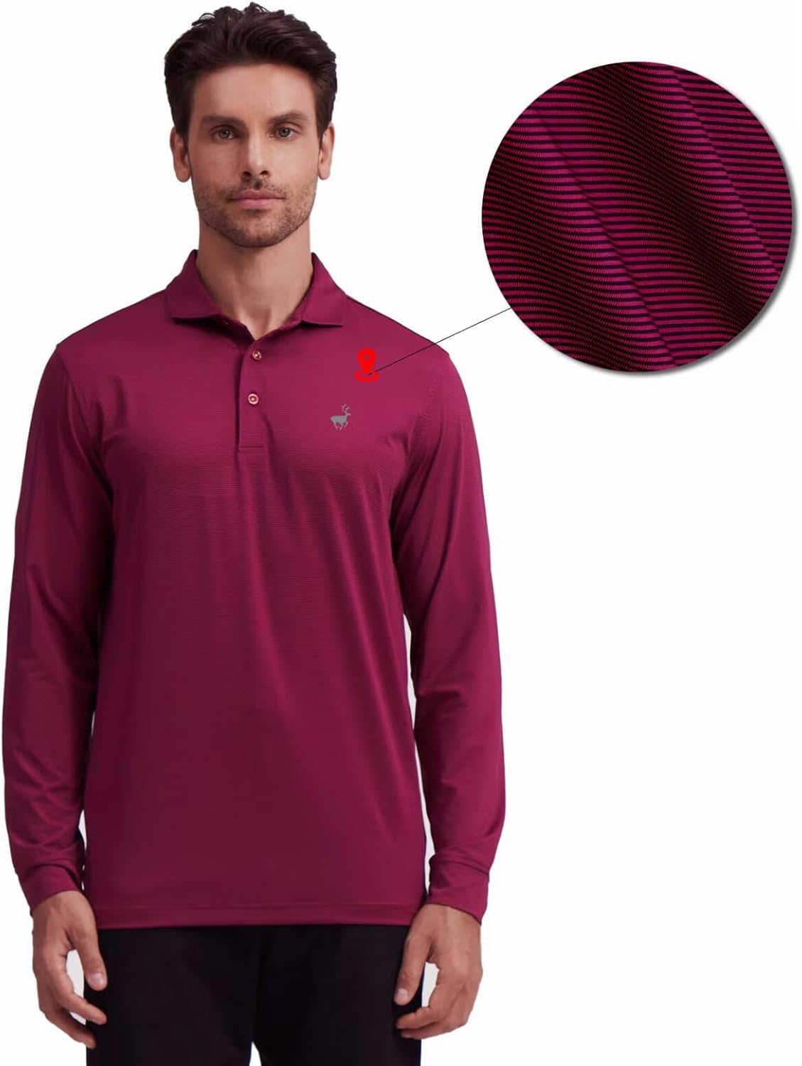 MICHEL ROUEN Golf Shirts for Men Short Sleeve Lightweight Quick Dry Pin Striped Casual Collared Polo Shirts - Image 3
