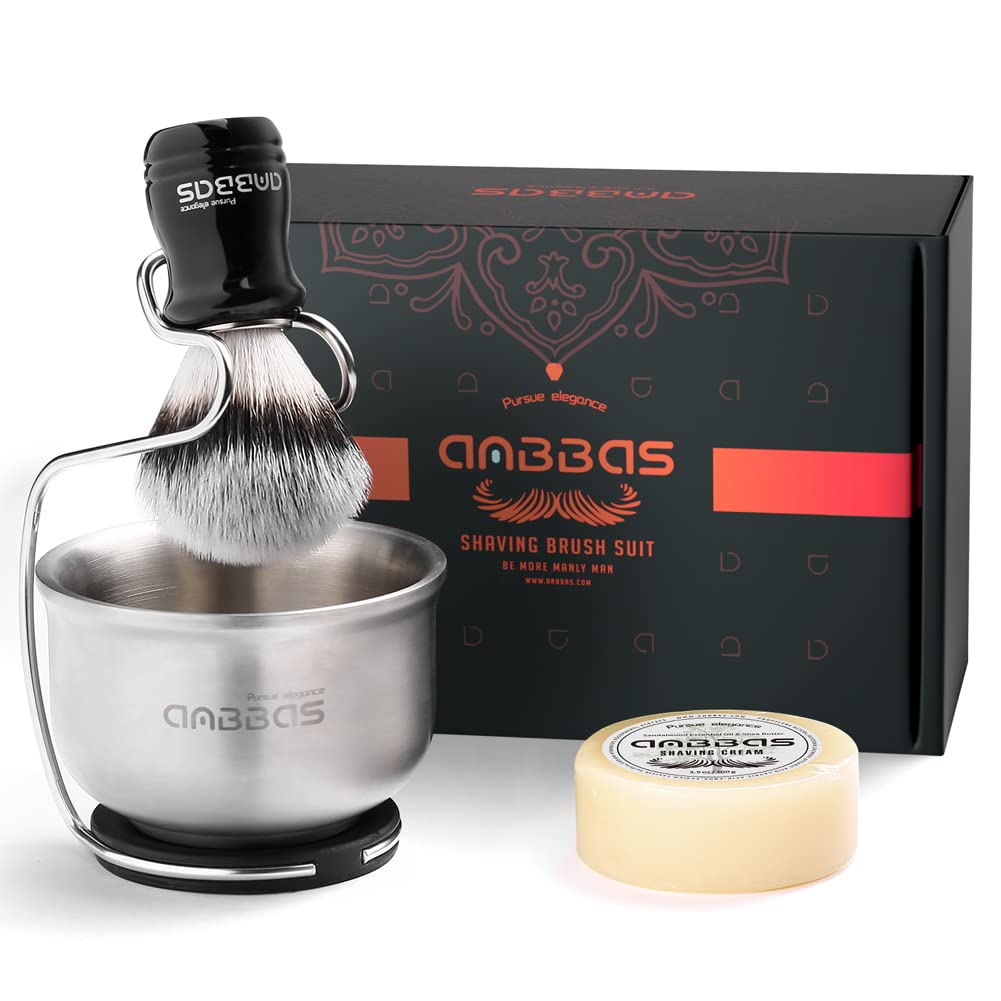Anbbas Synthetic Badger Shaving Brush Set, 4IN1 Shaving