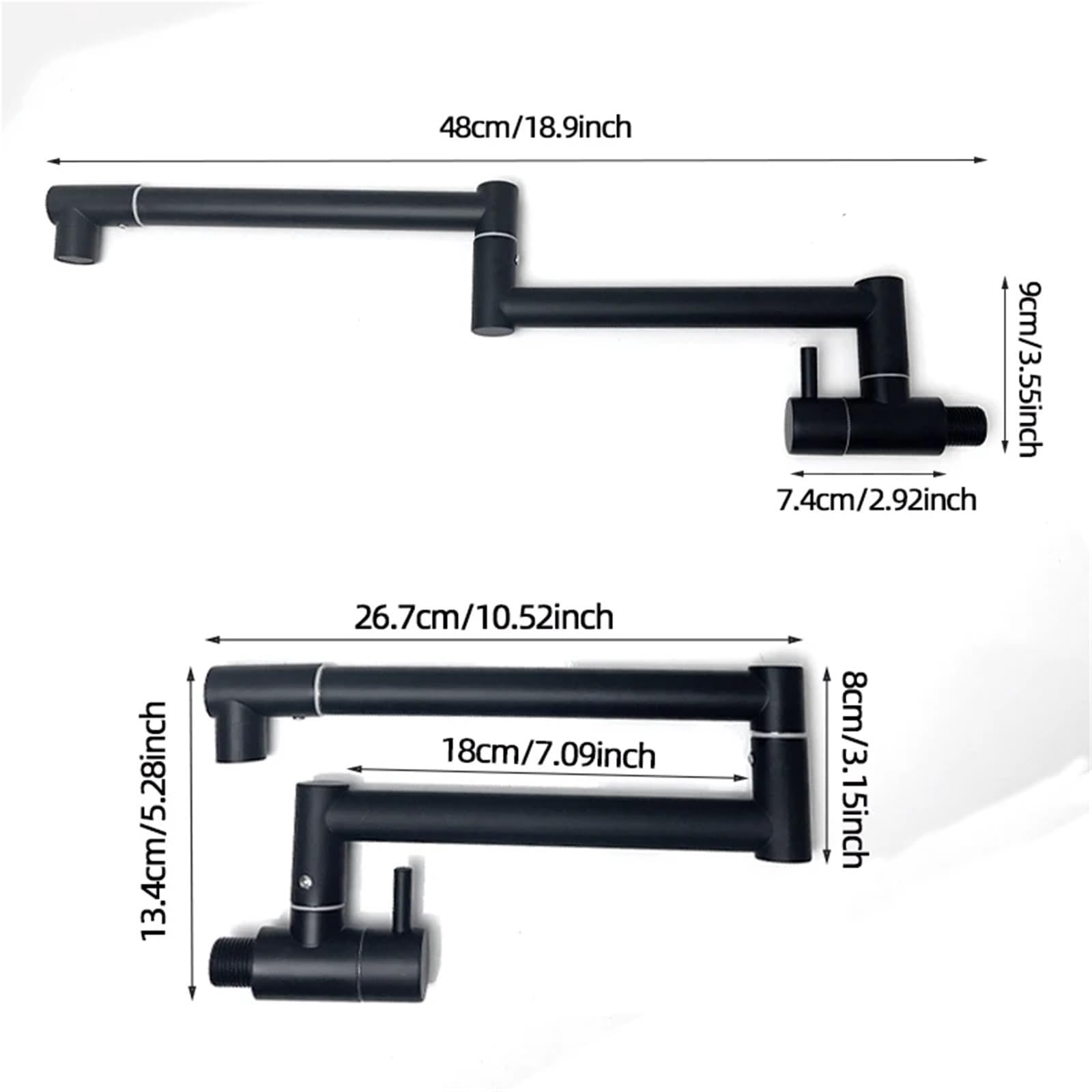 Grifo de cocina plegable acero inoxidable 304, giratorio universal, for empotrar en la pared, con un solo mango Para Uso en la Cocina(Gold)