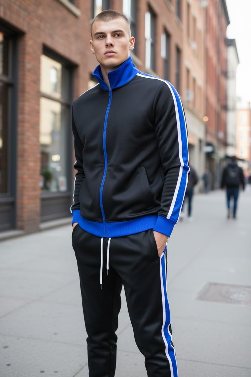 SCREENSHOT Mens Hip Hop Premium Slim Fit Comfort Track Jacket - Athletic Fitness Fashion Urban Lifestyle Streetwear Top - Image 2