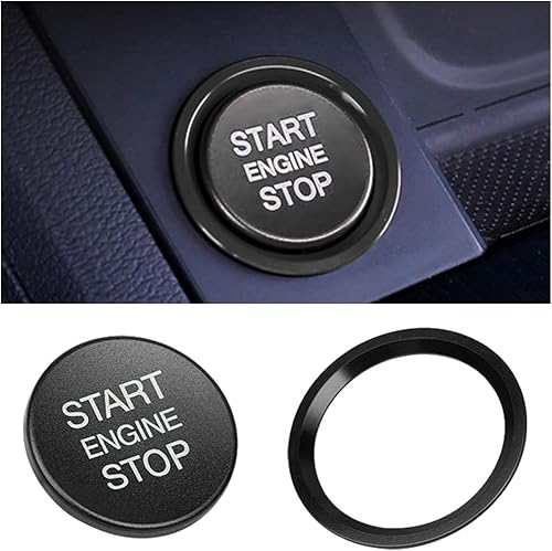 Miniatura 1 de BESULEN Cubierta de botón de arranque para automóvil, cubierta de botón de arranque de motor de aleación de aluminio con anillo de metal para