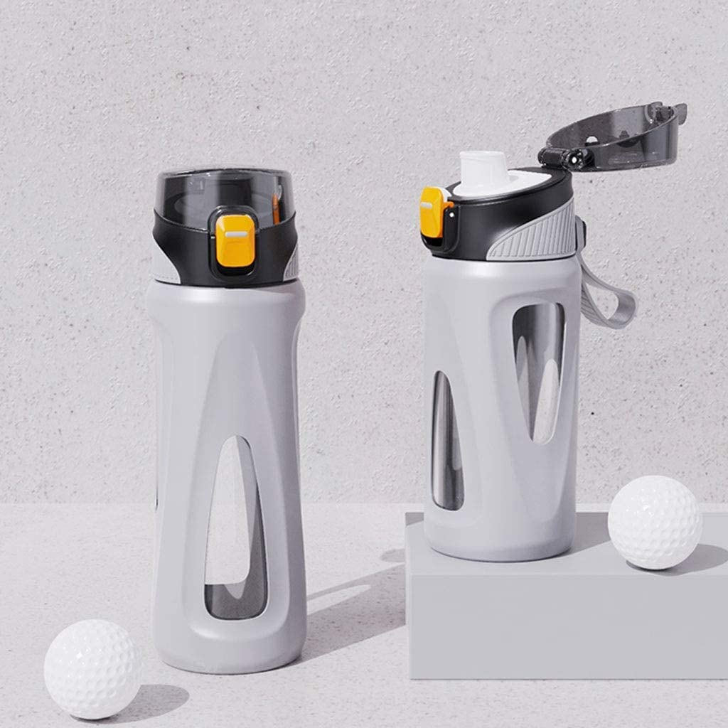 Borraccia Sportiva Bottiglie d'Acqua con Bottiglia di Palestra a Manicotto Protettivo in Silicone, Bottiglia d'Acqua Riutilizzabile Trasparente Borraccia Sportiva in Sport E Tempo Libero