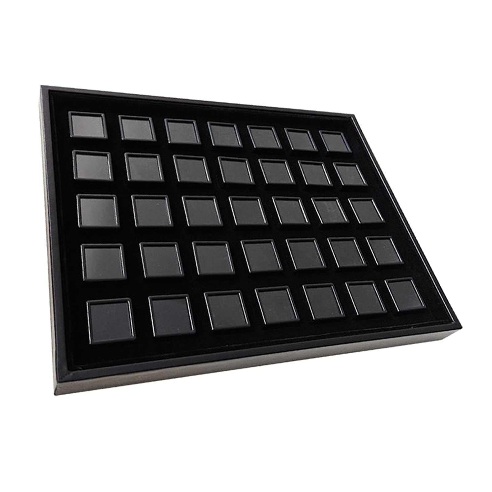 Msioytog Modern 35 Grids Jewelry Tray with PU Leather Bottom Display for Retail Stores Exhibition Jewelry Tray
