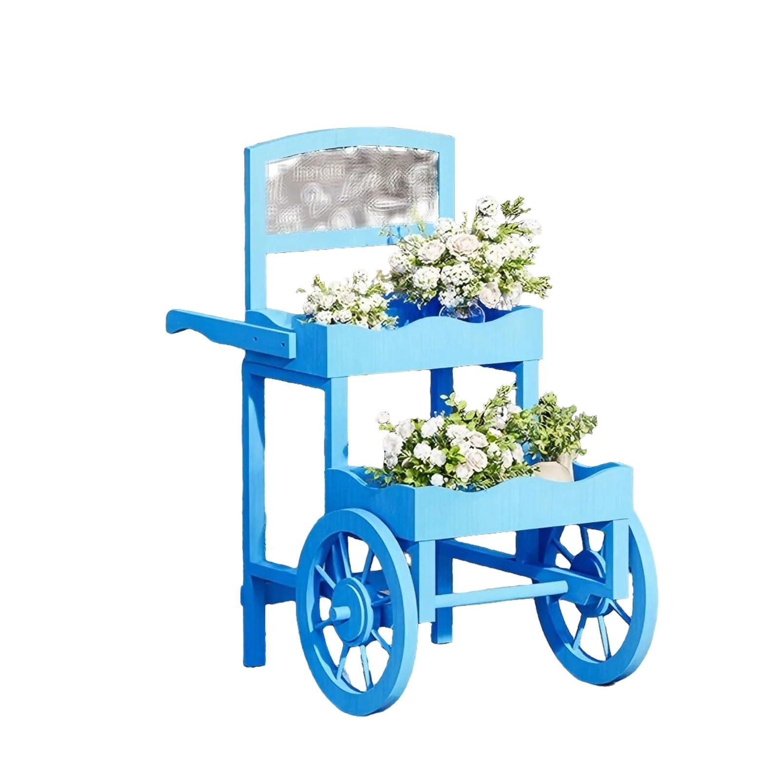Chariot de fleurs à étages avec finitions soignées en bois pour supermarchés et boutiques