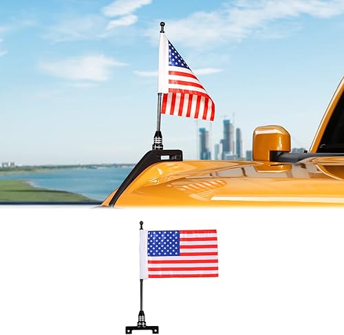 Hoolcar Soporte para asta de bandera de capó compatible con Ford Bronco 2021-2022, accesorios exteriores, 2 unidades