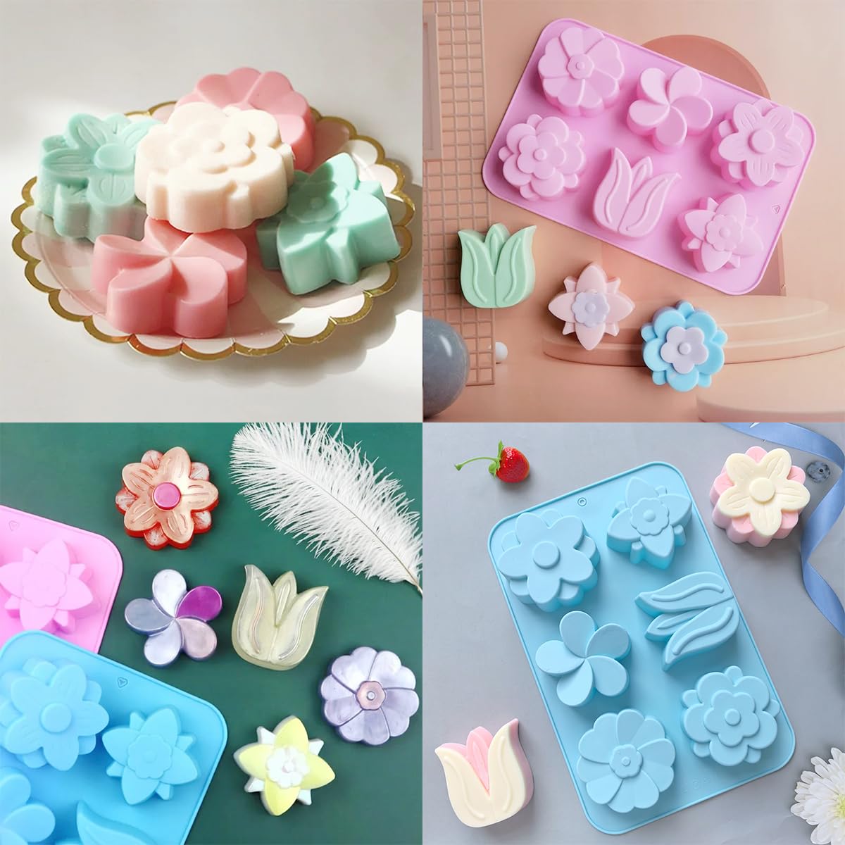 Stampo In Silicone Viola A Forma Di Fiore Per Sapone Fai Da Te, Budino, Cheesecake, Brownie – Antiaderente, Senza BPA, Adatto A Forno E Microonde (22,5 X 17 Cm)