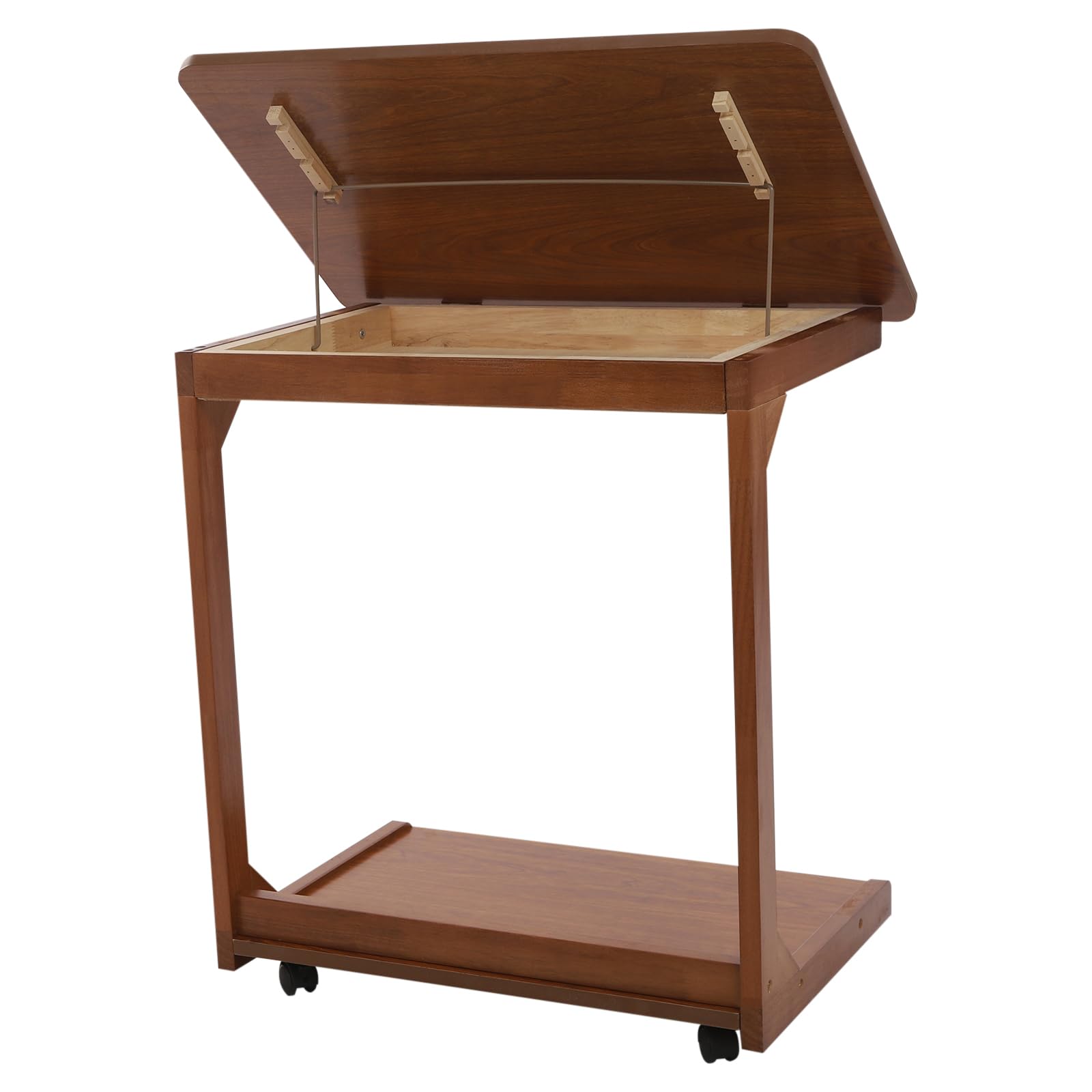 Mesa auxiliar plegable en forma de C, mesita de noche, sofá, mesita auxiliar, mesa auxiliar para sofá, cama y oficina (nogal)
