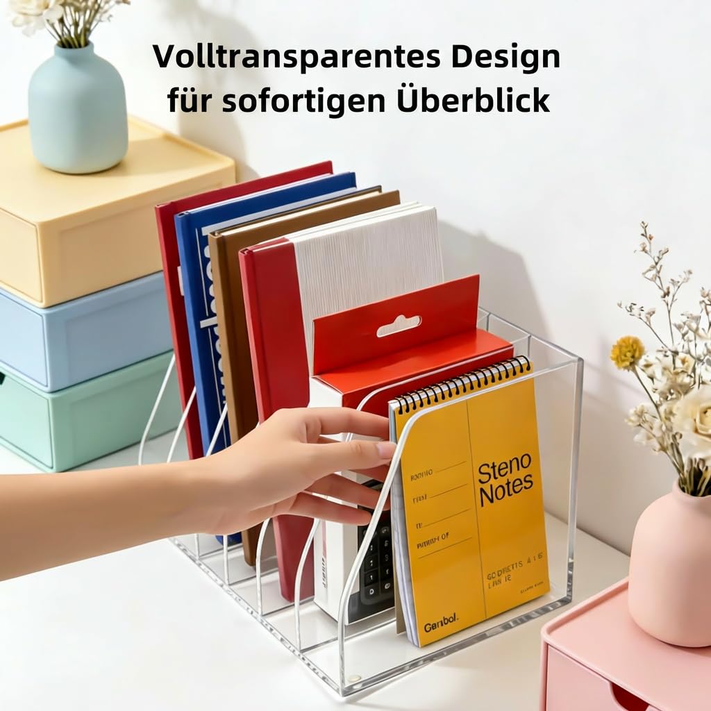 Acryl Stehsammler B5, 6 Fächer, Zeitschriftenhalter, Büro-Organizer