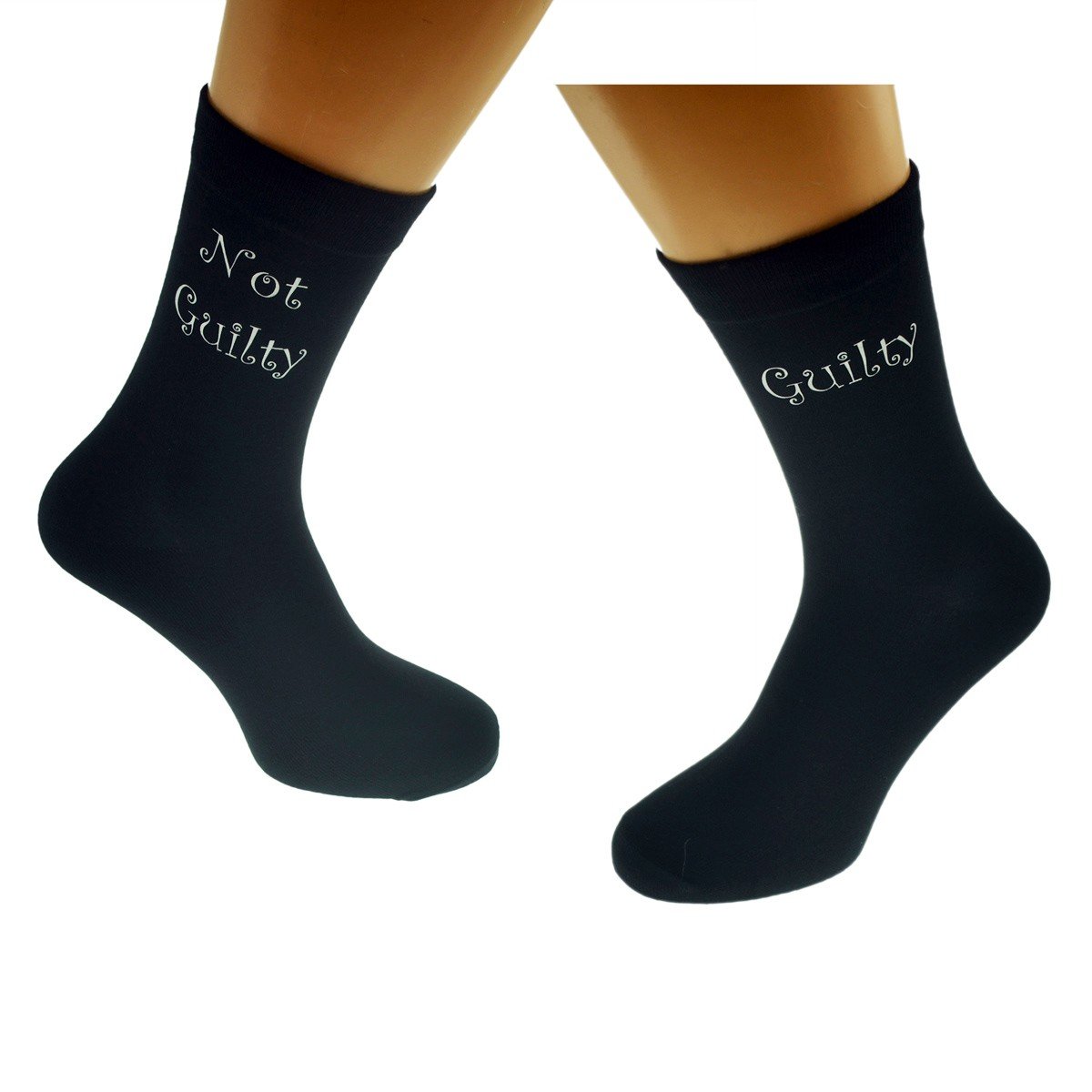 Gtr-Prestige Giftware Men's Black Guilty/Not Guilty Design Novelty Socks Uk Size 5-12