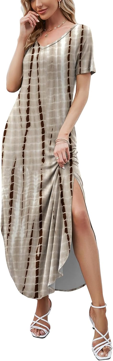 Short-Sleeve Split Maxi Dress
