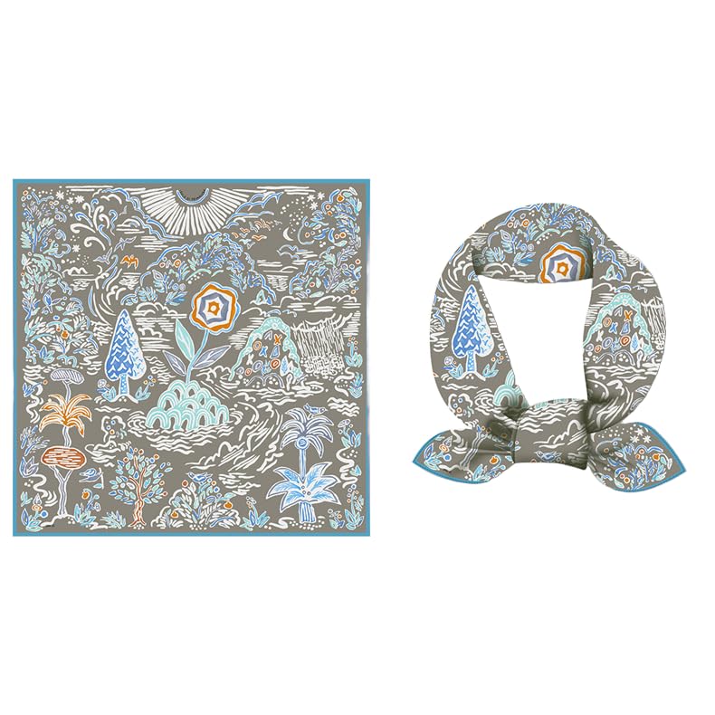GIMIRO Quadratisches Seidenschal, Twill-Muster, Polyester, 53 x 53 cm