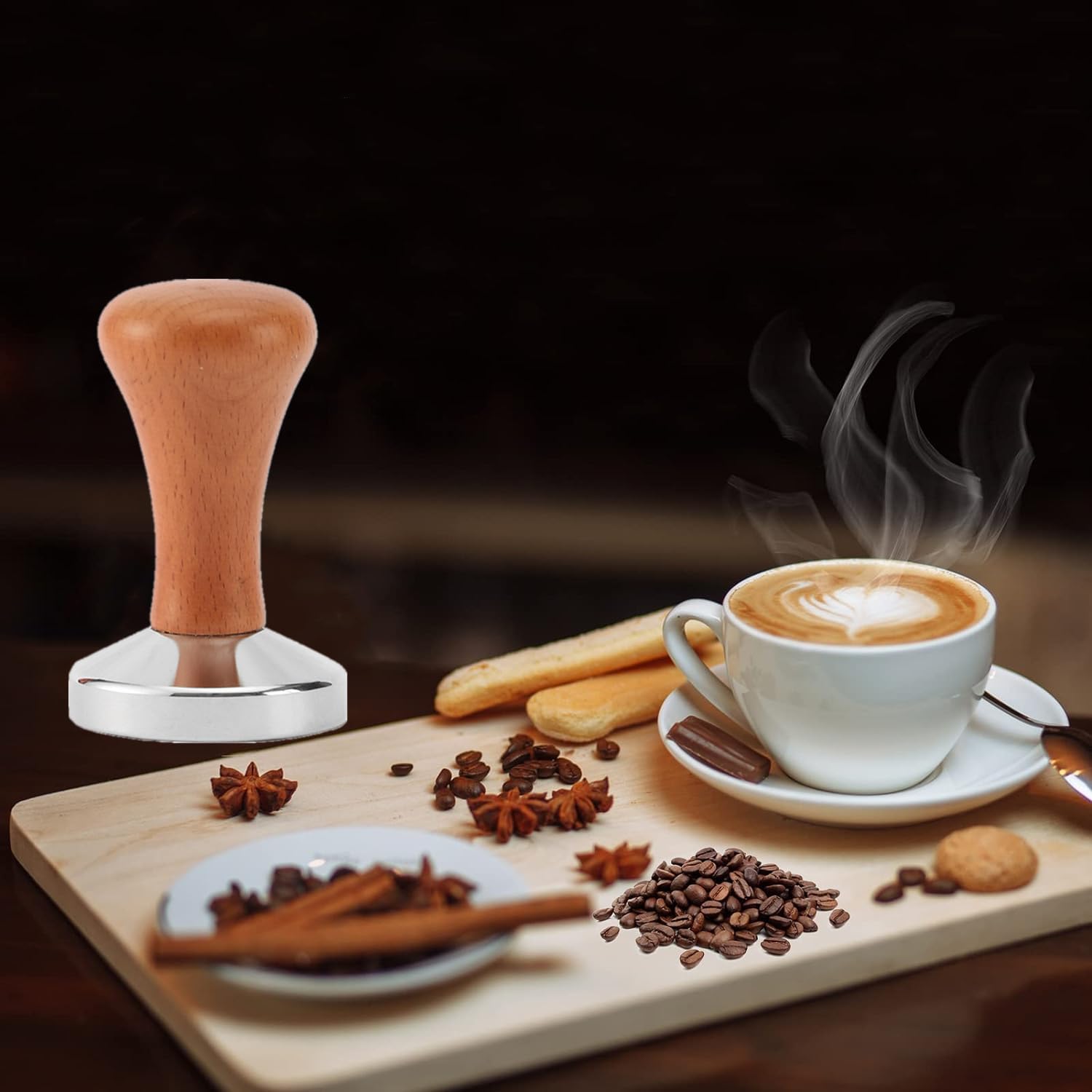 Drfeify Tamper à Café Tampon à Café En Acier Inoxydable à Fond Plat