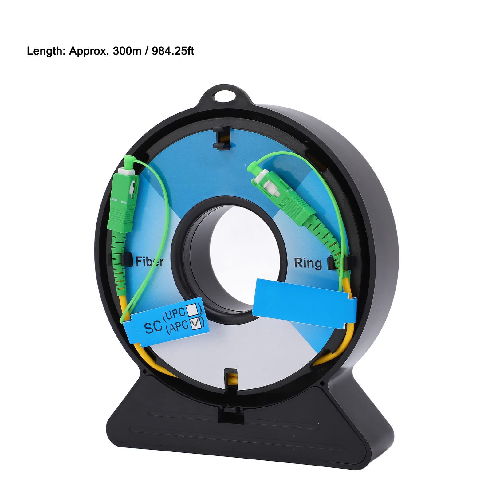 Garosa Cable de Lanzamiento OTDR, Caja de Cable de Lanzamiento de Fibra óptica ABS de 300 M SC a SC, Umbral de Pulso 10.00 de 50 Ns, Herramienta de Prueba de Zona Muerta para Técnicos de Fibra