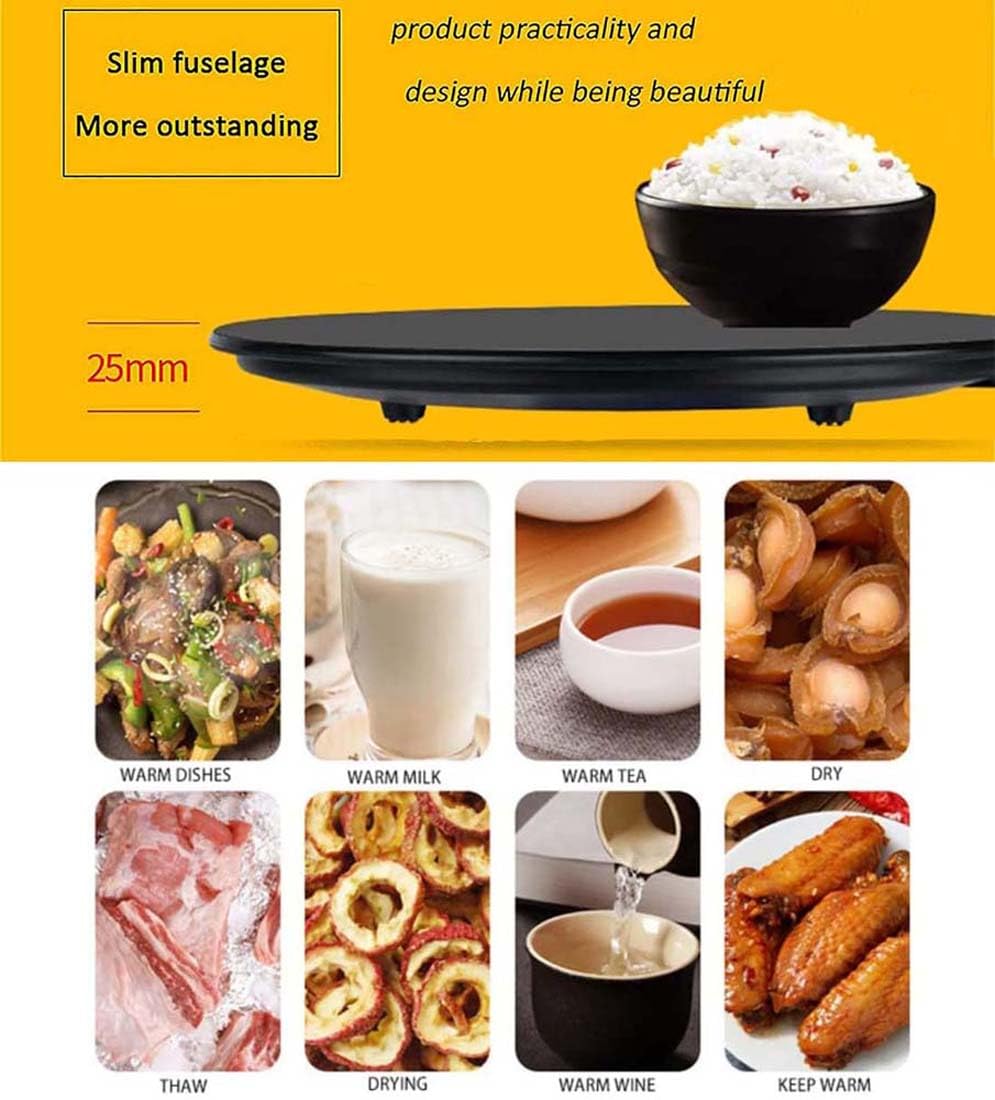 Chauffe-Plats Electrique, Assiette chauffante électrique, avec 2 Contrôle de la Température (65°C/120°C), Plateau Chauffant pour Aliments, pour Fêtes de Famille, Restaurant, Cuisine