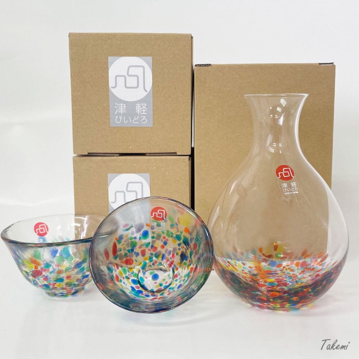 Amazon.co.jp: 津軽びいどろ ねぶた流し 酒器セット（ 徳利1個