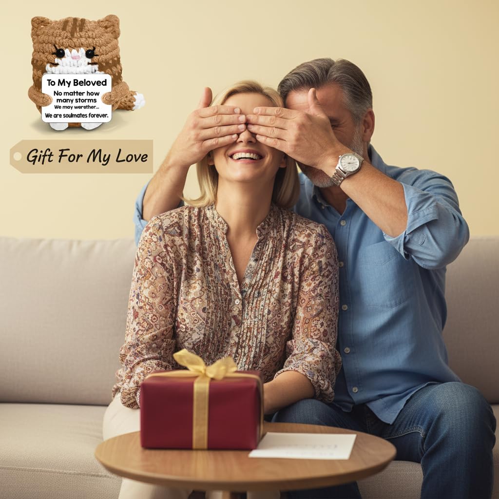 Gift of Love: Handmade Crochet Kitty Plush for Her, Him, Girlfriend or Boyfriend, Birthday & Valentine‘s Day Idea- Relief Toy - Image 6