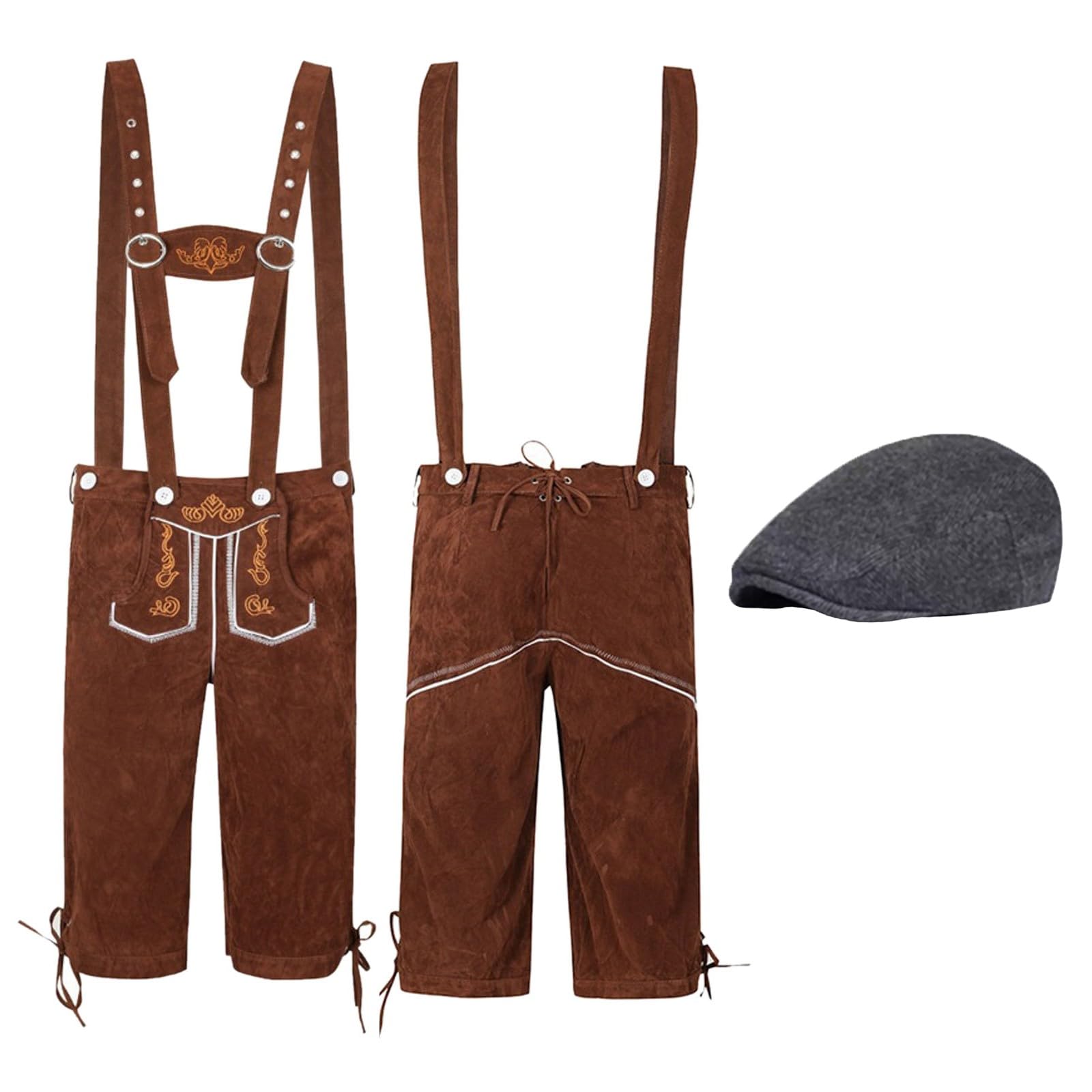Generisch Trajes étnicos masculinos tradicionales Oktoberfest Peto Mono y sombrero de dos piezas