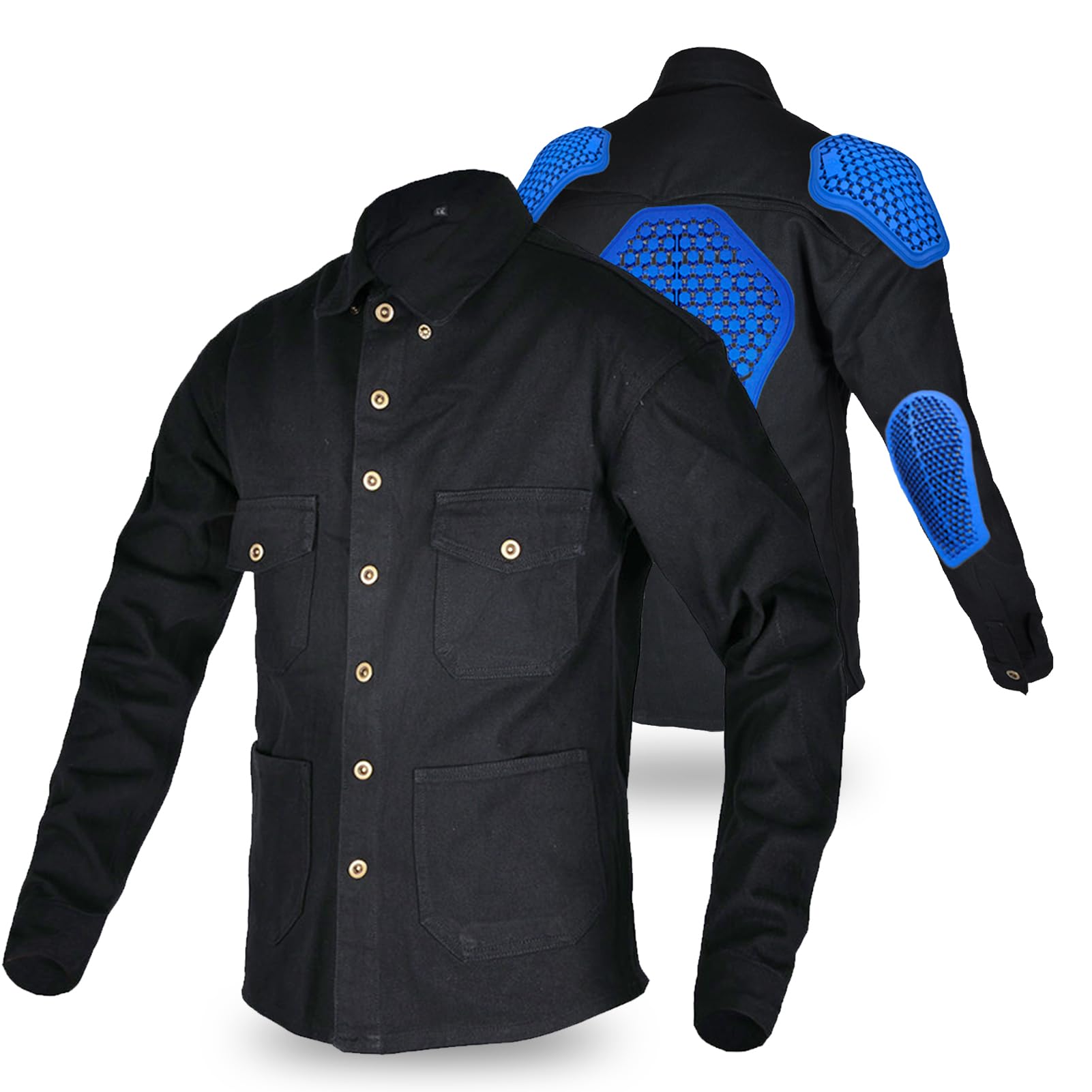 Camicia Moto Uomo, Maglia Moto Uomo Bici Rinforzata, Giubbotto Moto Uomo Estivo Armatura Removibile, Camicia Moto con Protezioni