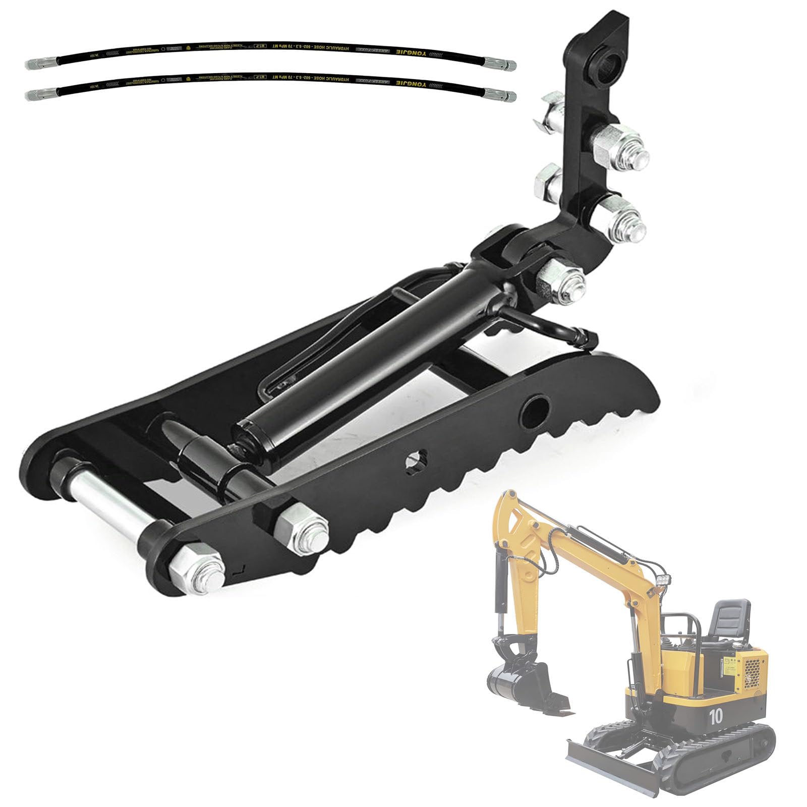 Hydrauliczny uchwyt kciukowy do minikoparek, trwała konstrukcja ze stali manganowej z 2 wężami hydraulicznymi, zwiększa wydajność kopania w przypadku kompaktowych koparek