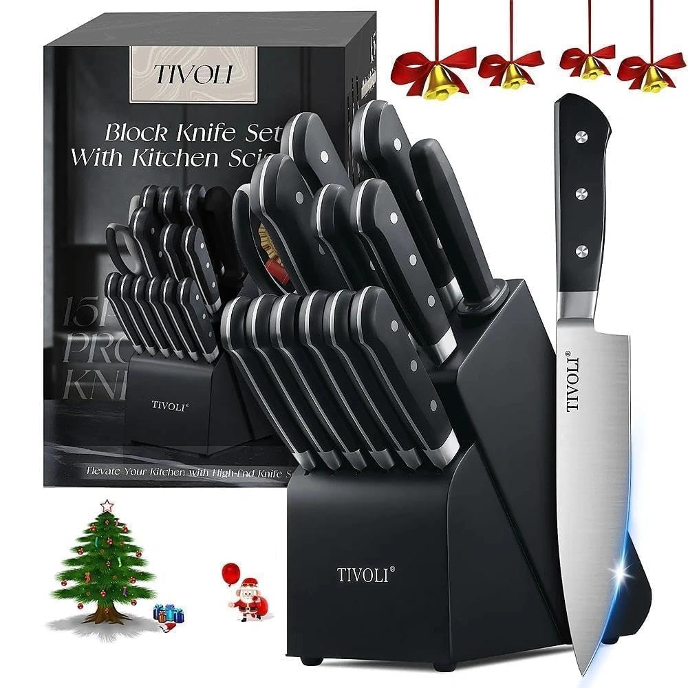 TIVOLI 2025 Knife Set 15 PCS High Carbon Stainless Steel Kitchen Knife Sets — home & kitchen deal