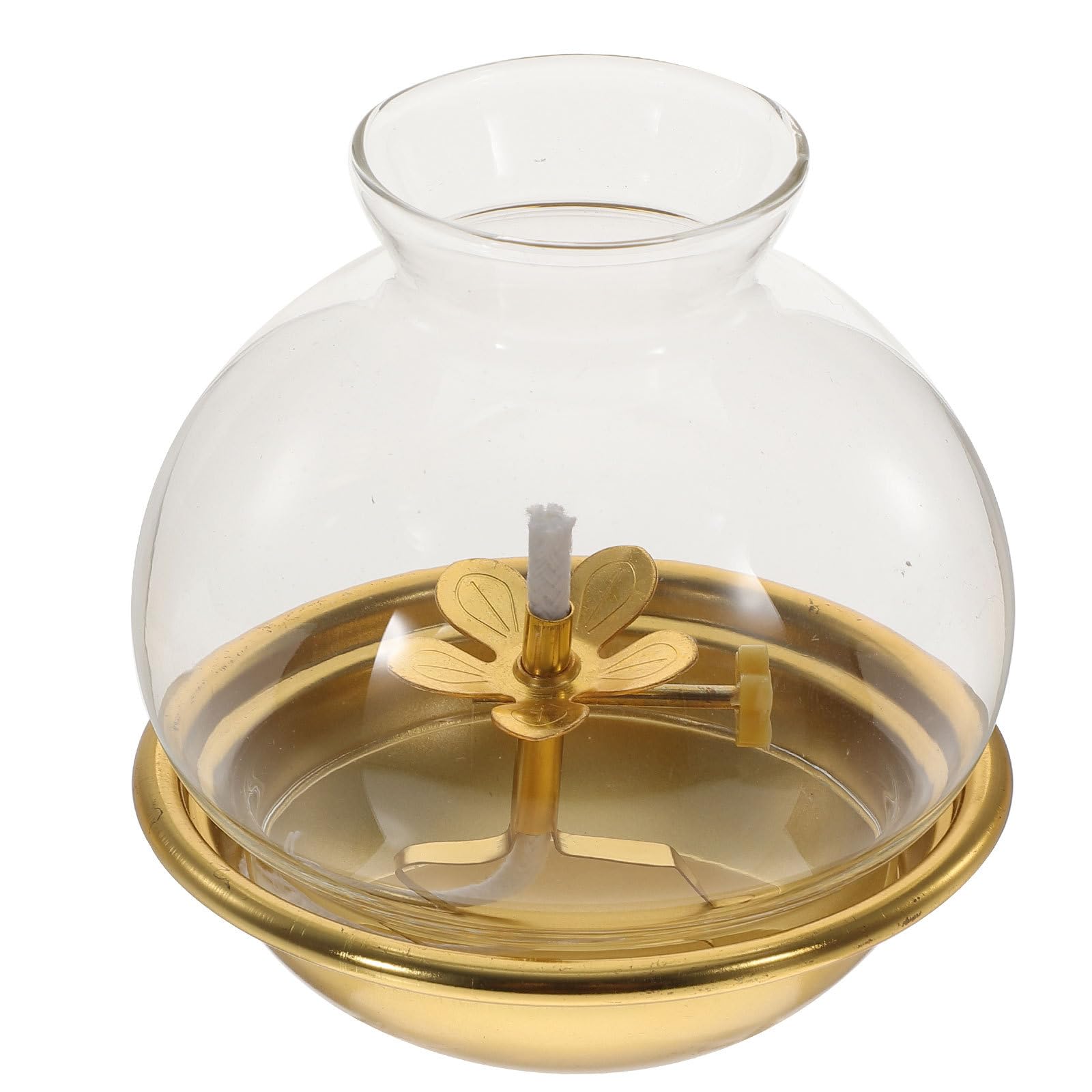 Lámpara de Aceite Vintage Estilo Antiguo con Pantalla de Vidrio y Aleación de Cobre para Escritorio o Mostrador, Adecuado para Uso Doméstico