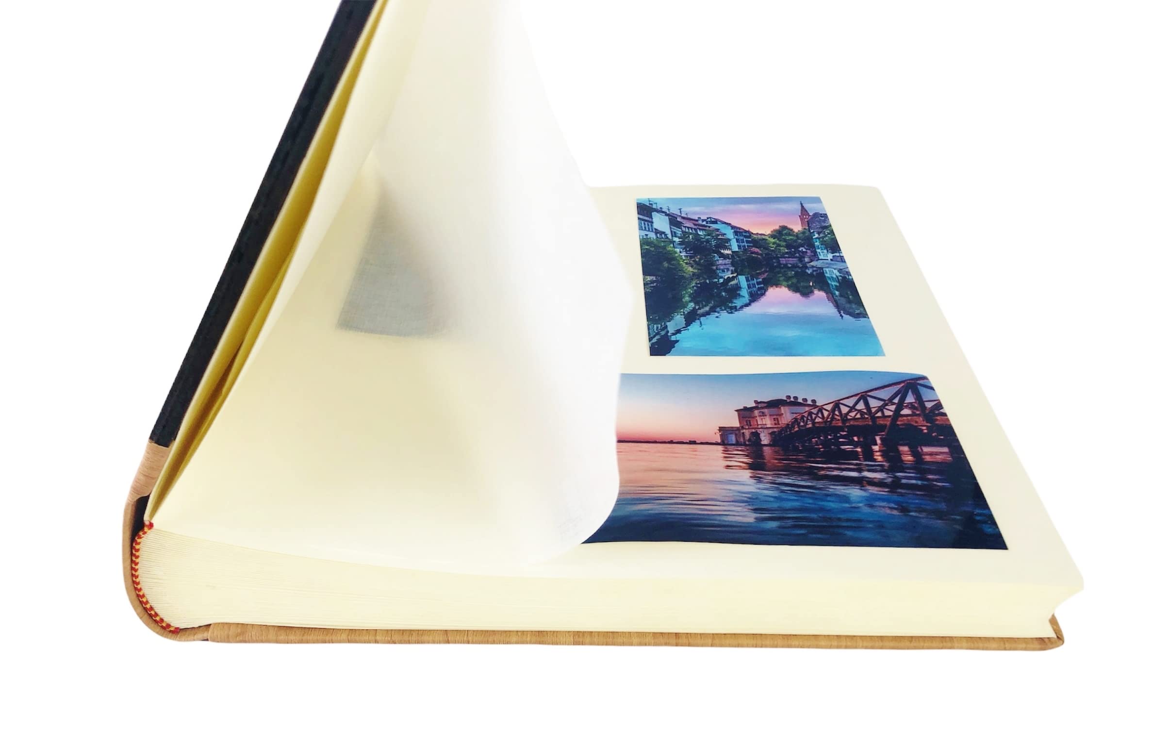 TriVin Art, Album Fotografico in Similpelle pregiato effetto legno,con applicazione in legno personalizzabile.Ideale per Battesimo, matrimonio, comunione e fotoricordi. (Personalizza Rovere)