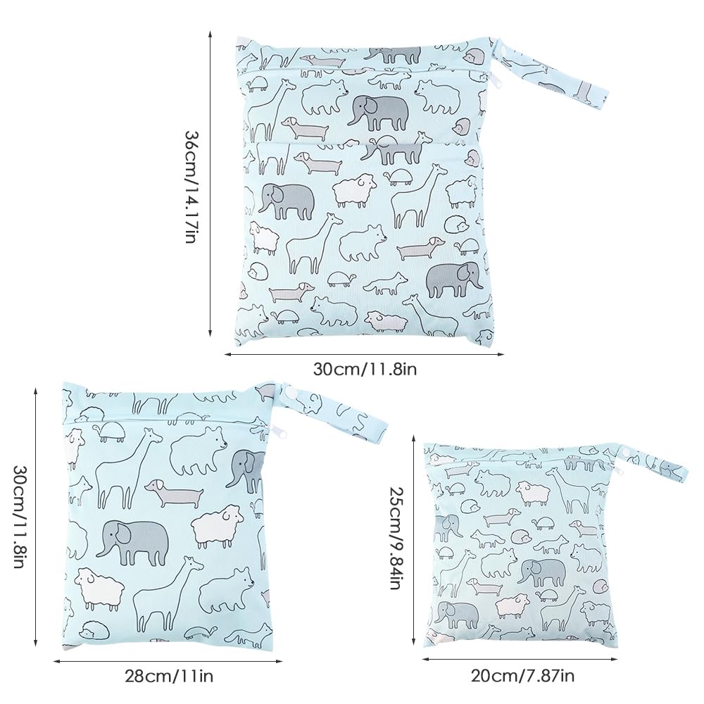 3 Pièces Wet Bag,Sac Couches Lavables,Sac à Couches Lavables,Sac Couche Lavable,Réutilisable, Imperméable à leau,avec Fermeture éclair,pour la Natation Camping Voyage Fitness Plage(Mouton)