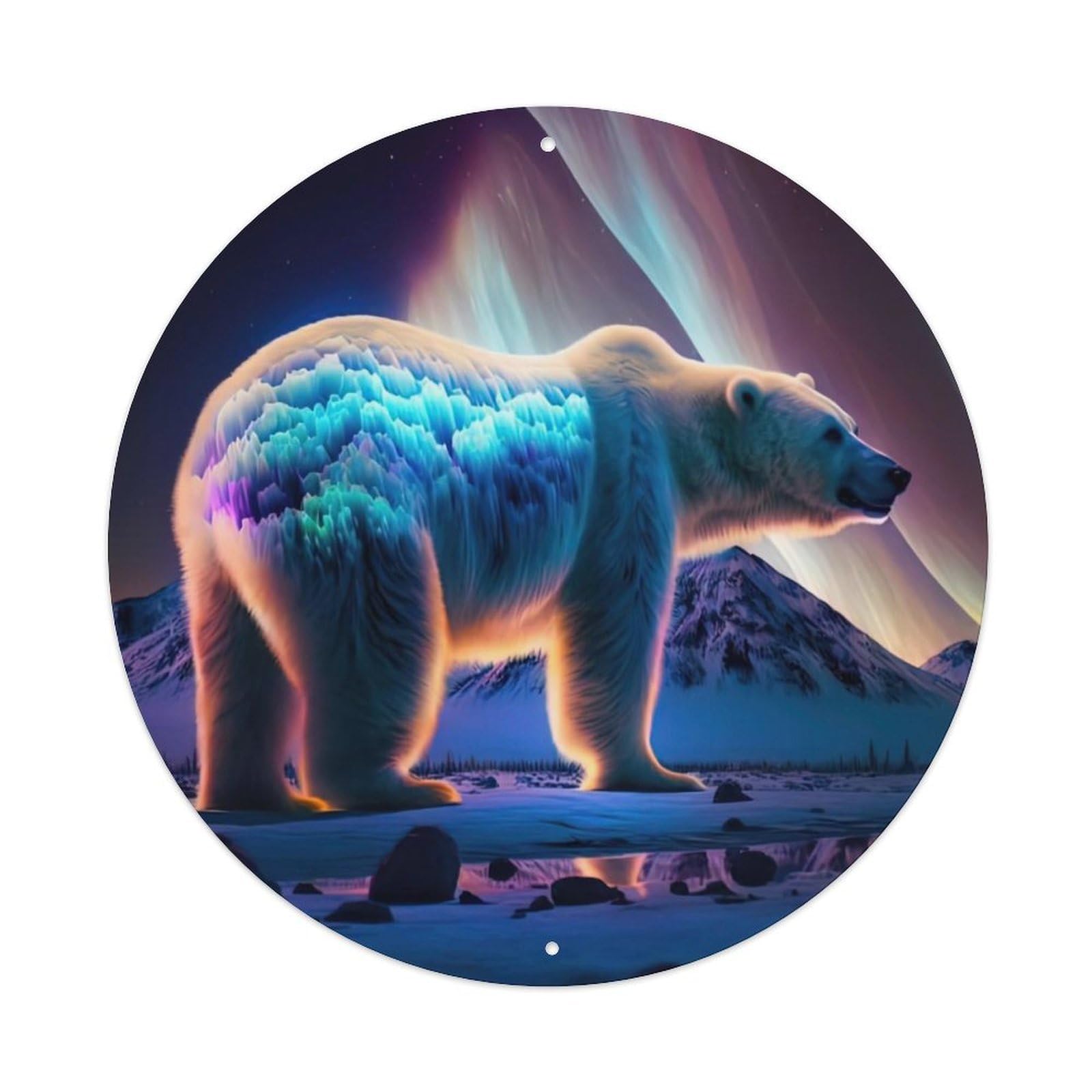 Animal Artwork Magical Polar Bear Vintage Metal Tin Sign Plaque Wall Decor for Cafe, Club Bar, Office, Garden Metal Poster 8x8Inch