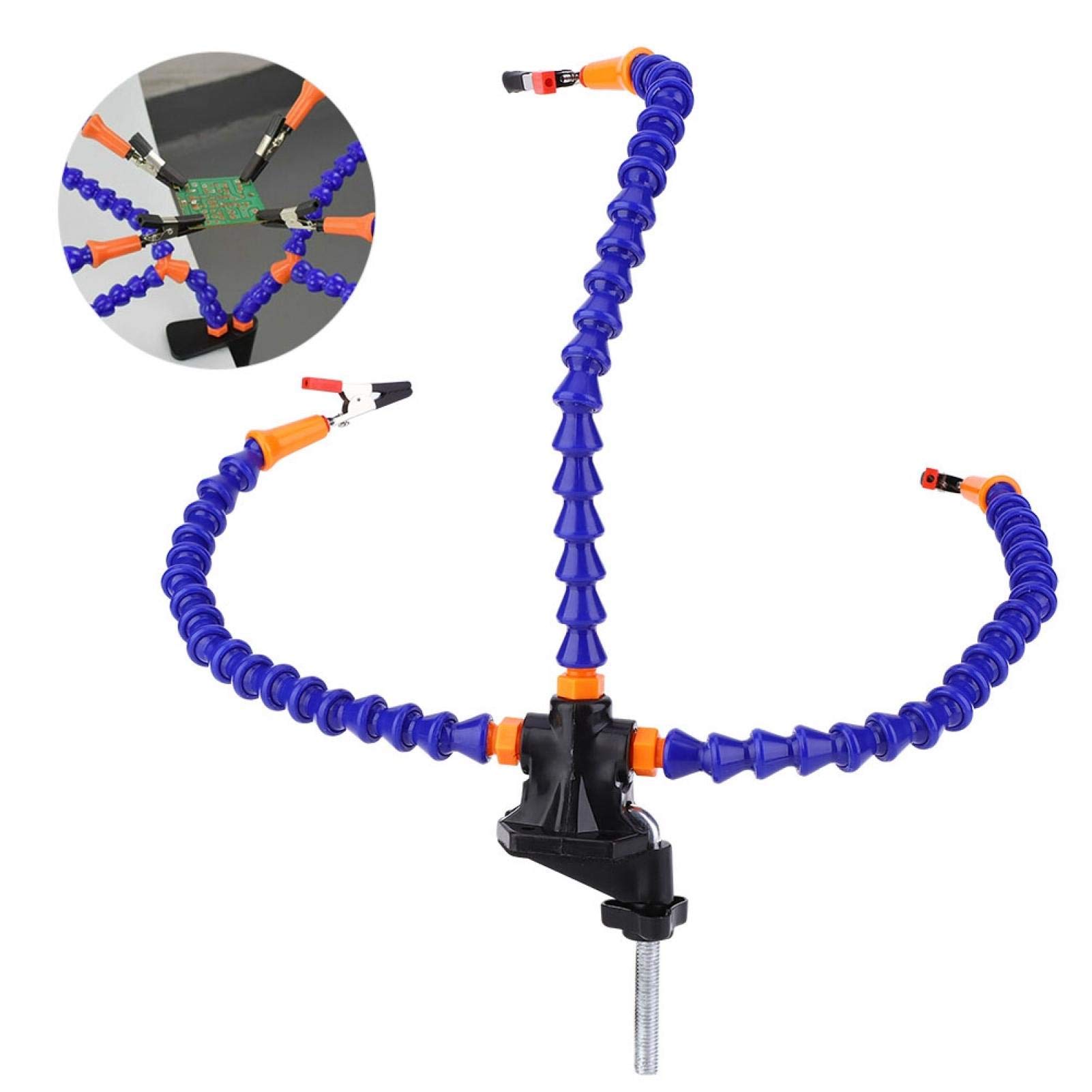Supporto Per Saldatura A 3 Bracci Flessibili Helping Hands | Terza Mano Con Morsetti E Base A Morsetto | Per Circuiti E Hobby Elettronici - 6