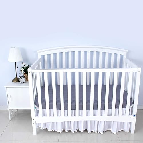 Miniatura 3 de Biloban Sábanas ajustadas para cuna, paquete de 2 sábanas para cuna estándar, sábanas neutras para bebés niños y niñas, gris, 52 x 28 pulgadas