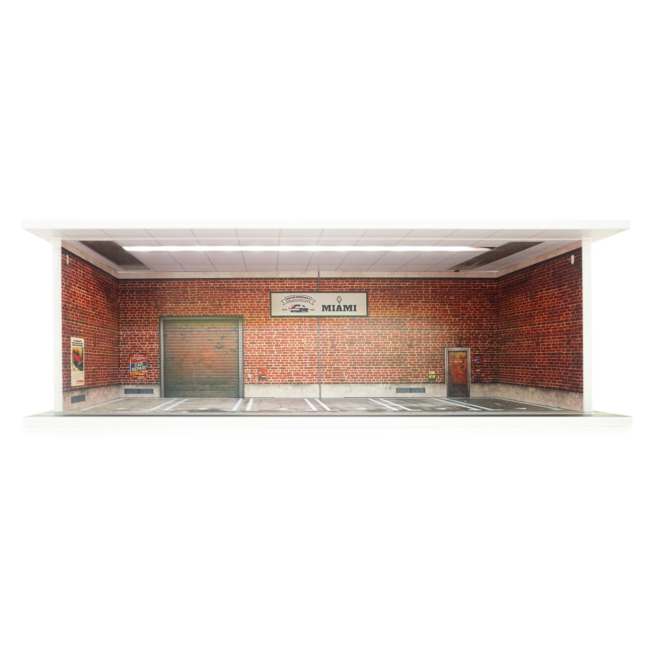 Vitrine Garage 1/64 Boîte d'Affichage pour Scène de Stationnement - avec Éclairage LED et Couvercle Acrylique - pour Collection d'Affichage de Voitures Miniatures Diecast (Rouge Mat)