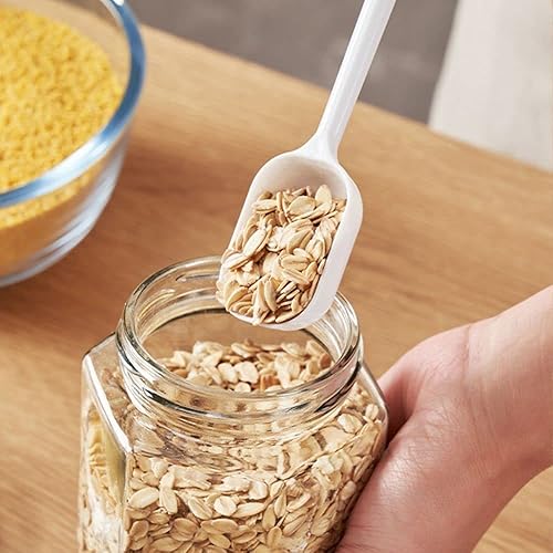 Miniatura 5 de Juego de 2 cucharas de plástico de mango largo de 0.5 onzas líquidas y 0.19 onzas líquidas para azúcar, leche en polvo, reutilizables, cucharadita