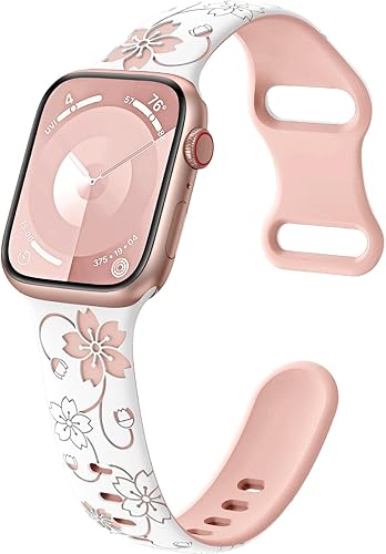Miniatura 2 de Correa con grabado de flores compatible con correas de Apple Watch de 1.496 pulgadas, 1.575 pulgadas, 1.614 pulgadas, para mujeres y hombres,