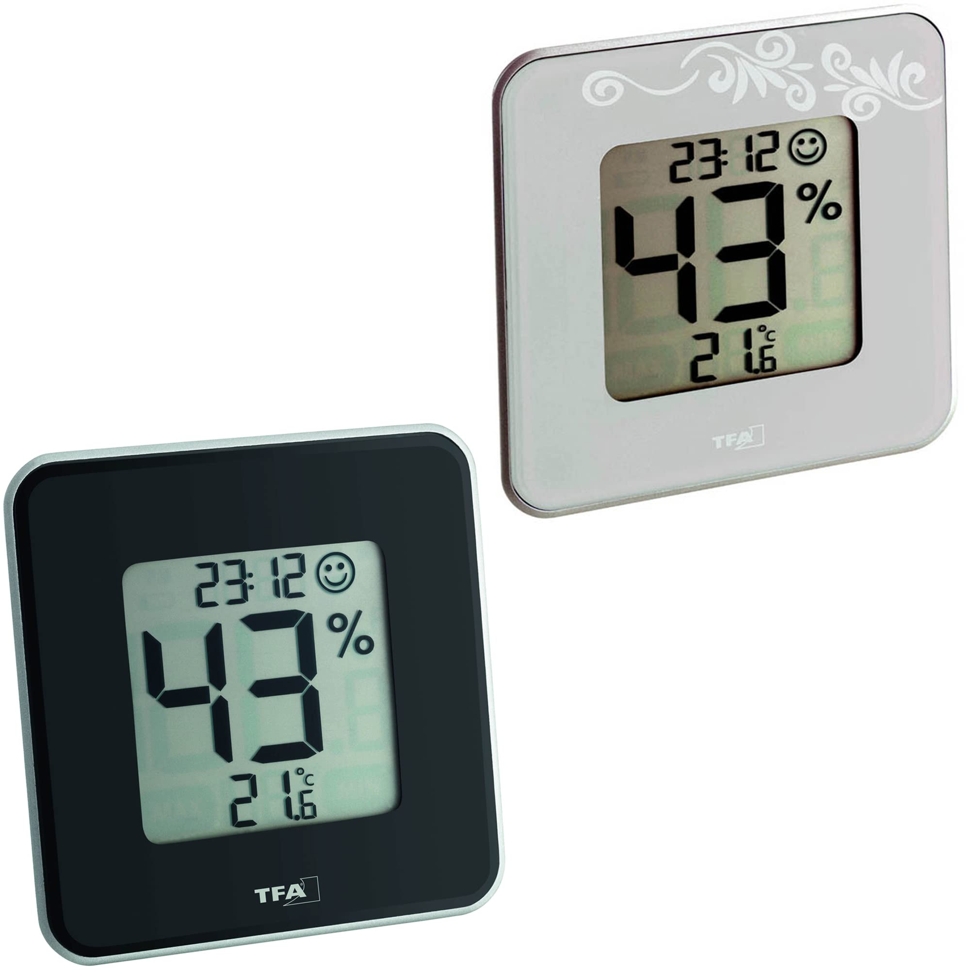 TFA Dostmann Style 30.5021 digitales Thermo-Hygrometer (1 x schwarz + 1 x hellgrau)