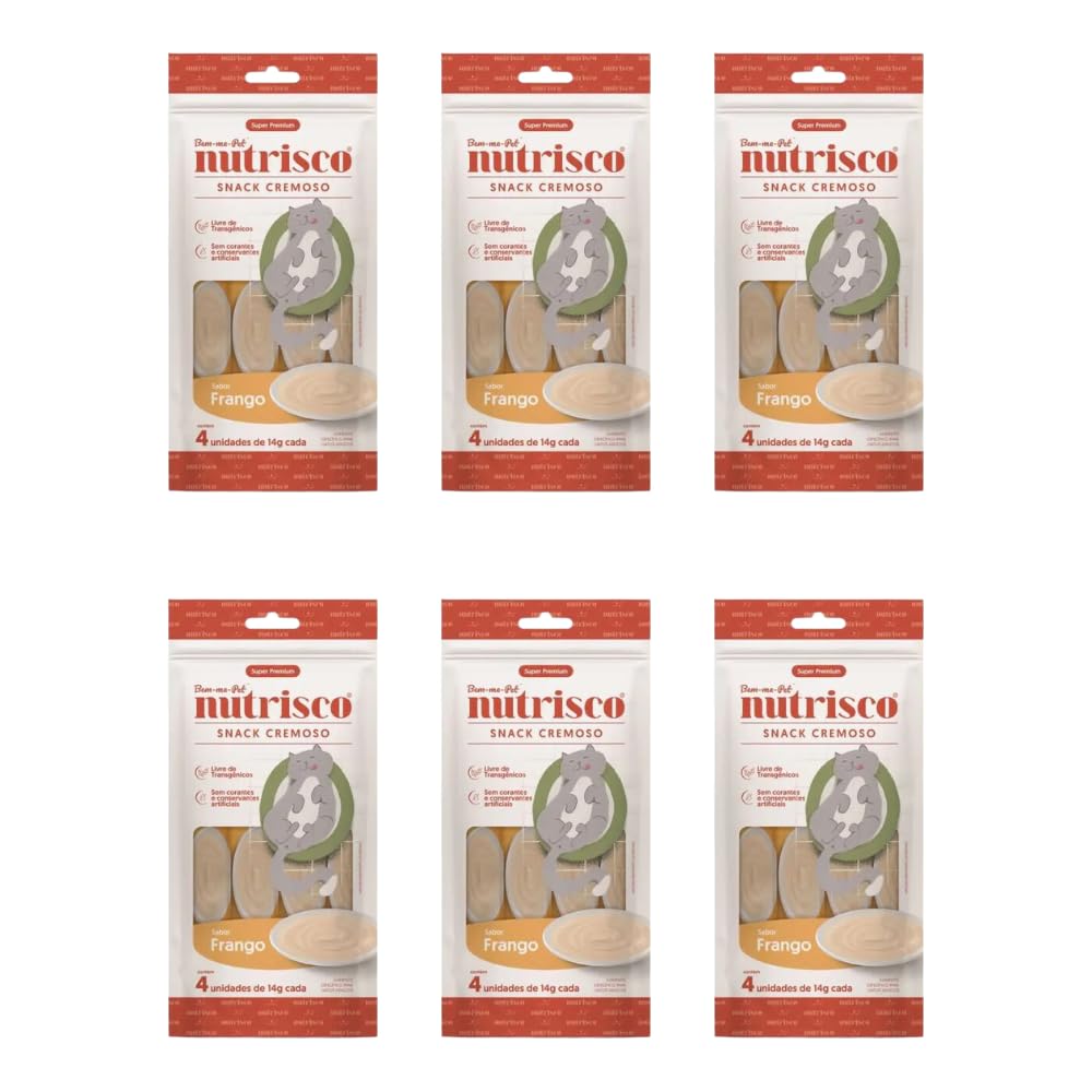 Bem-Me-Pet, Kit 6 Unidades Snack Cremoso Nutrisco para Gatos - Frango 56g Cada