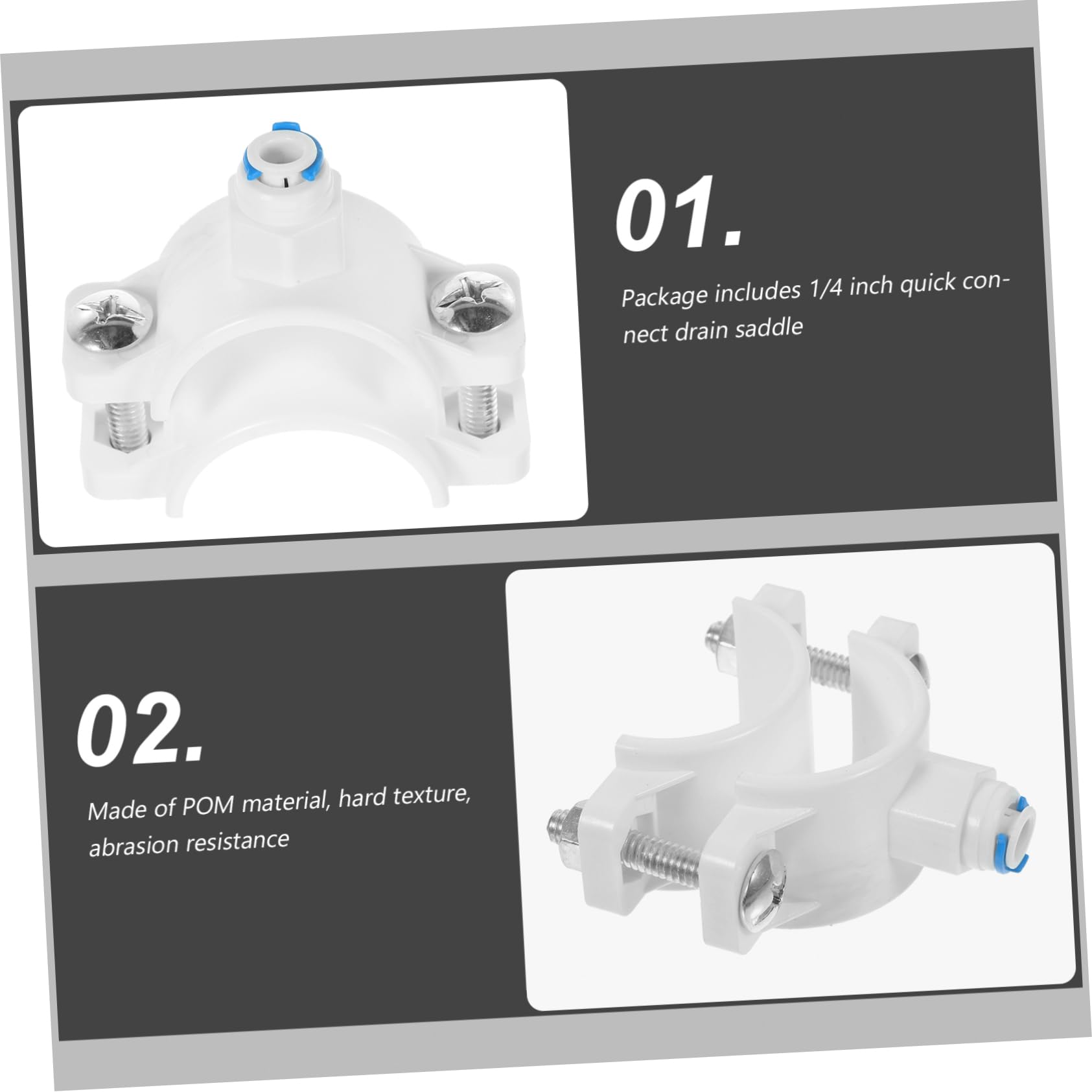 Veemoon 3pcs Reverse Osmosis Water Filter Clamp 1/4 Inch Drain Saddle Connector Plastic Water Filters under Sink System