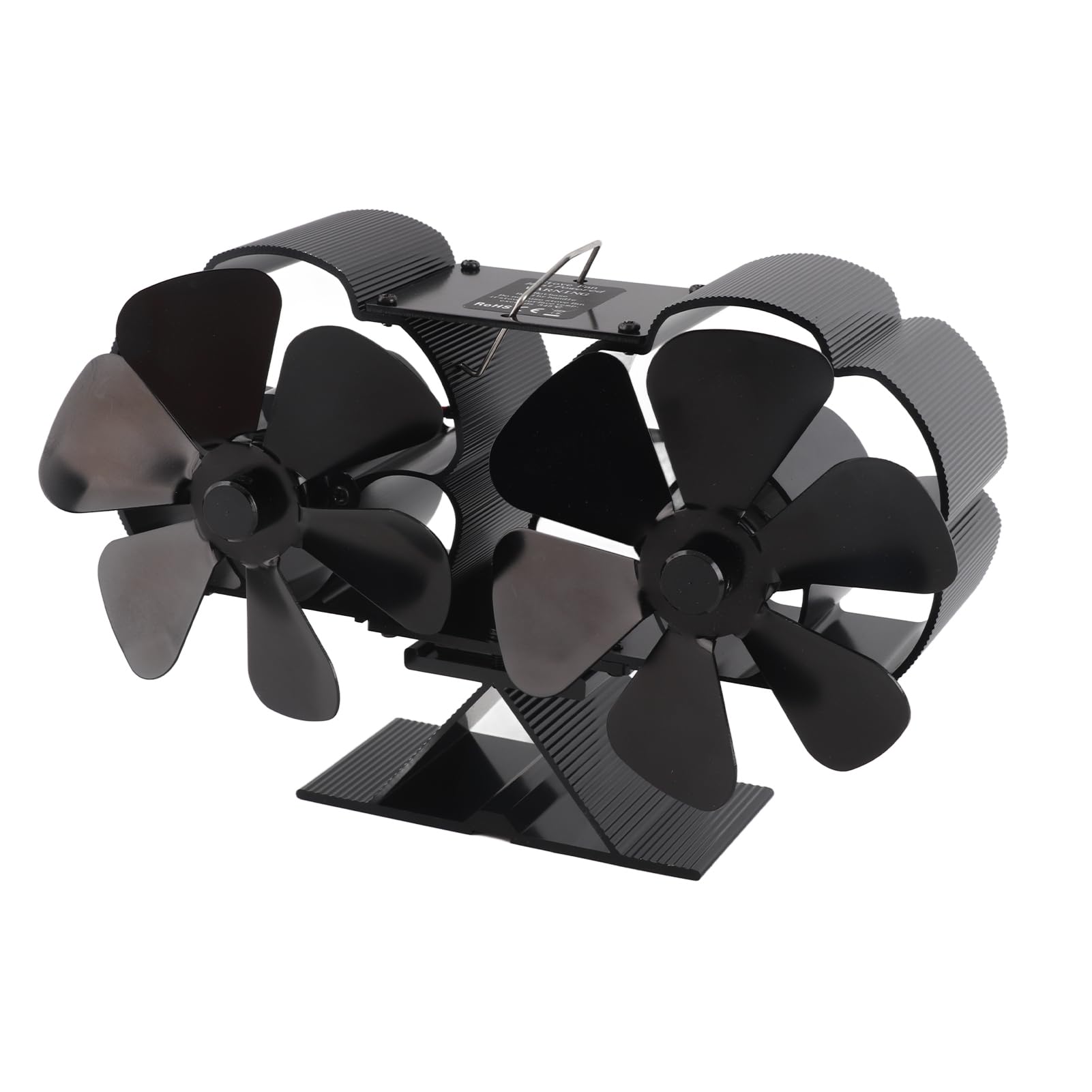 Rengue Holzofenventilator, Kaminventilator aus Aluminiumlegierung mit 6-Blatt-Doppelkopf-Design, 180 Bis 220 CFM 1400 U/min 25 DB, Wärmebetrieben für Benutzer von Holzöfen und Kaminen (Kein