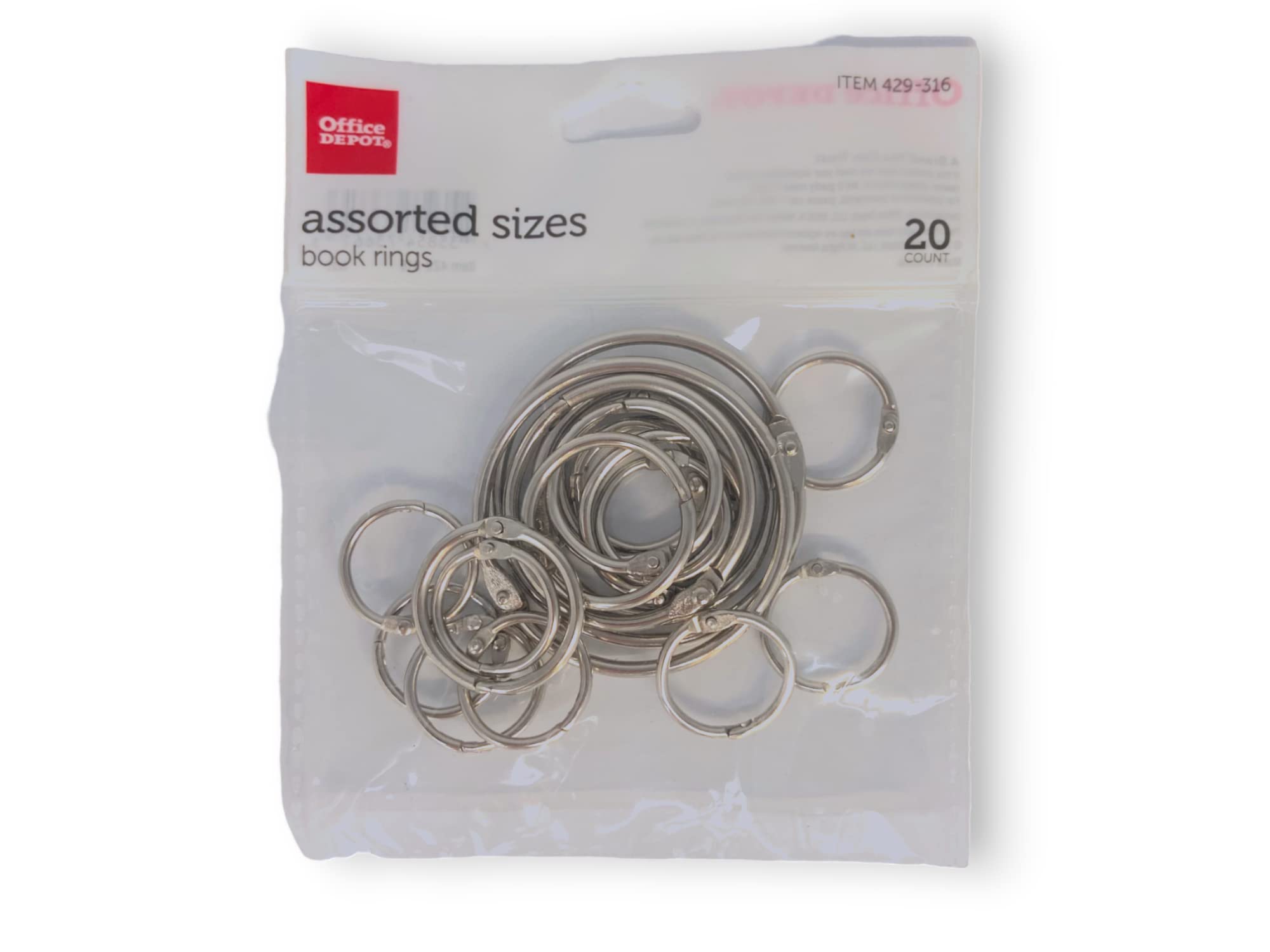 Office DepotLoose-Leaf Rings, Assorted, Pack of 20
