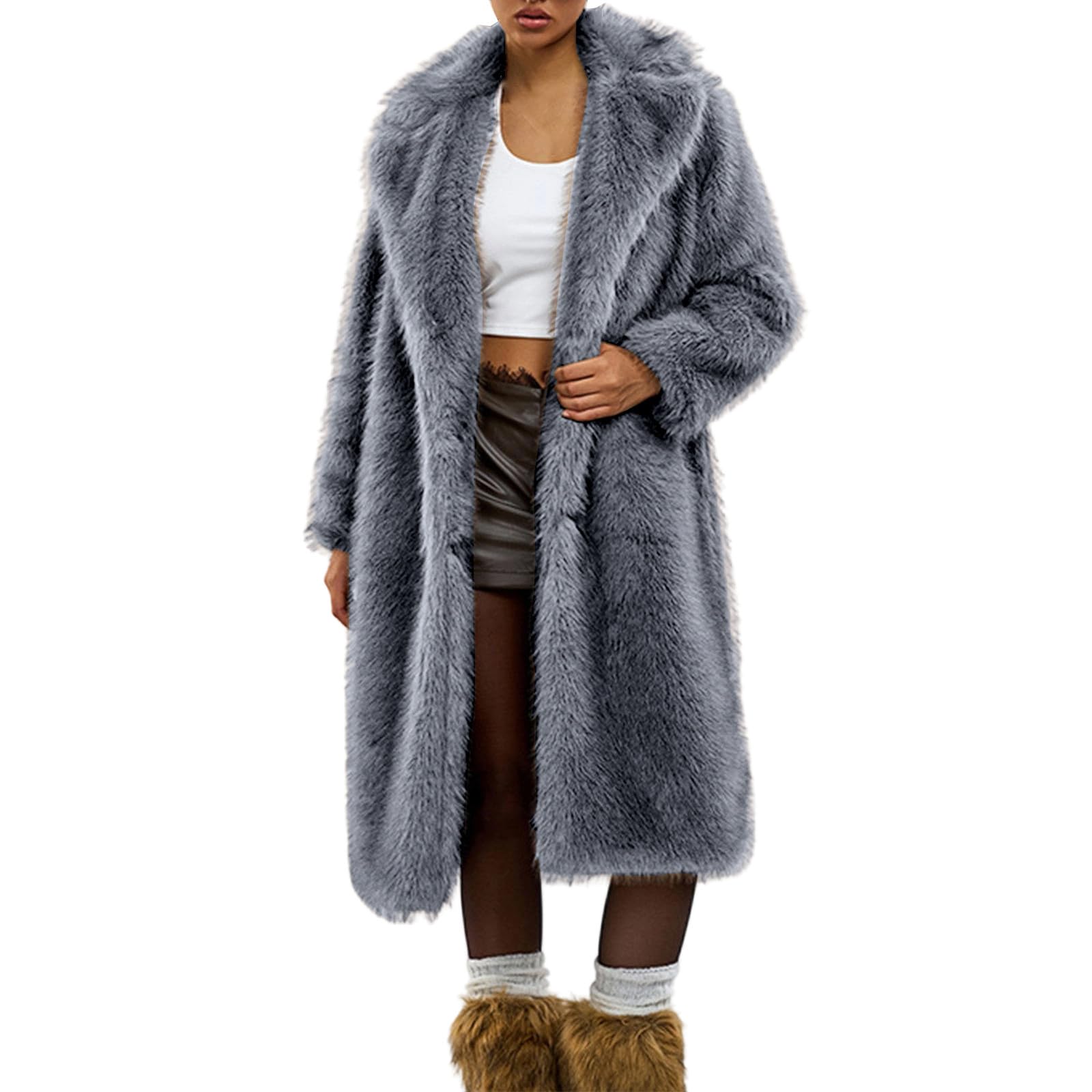Felljacke Damen Pelzmantel Warm Kunstfell Jacke Kunstpelz Mantel Winter Winterjacke Kunstfellmantel Fleecejacke Strickjacke Strickfleecejacke Wintermantel Kuscheljacke Flauschig Plüschjacke
