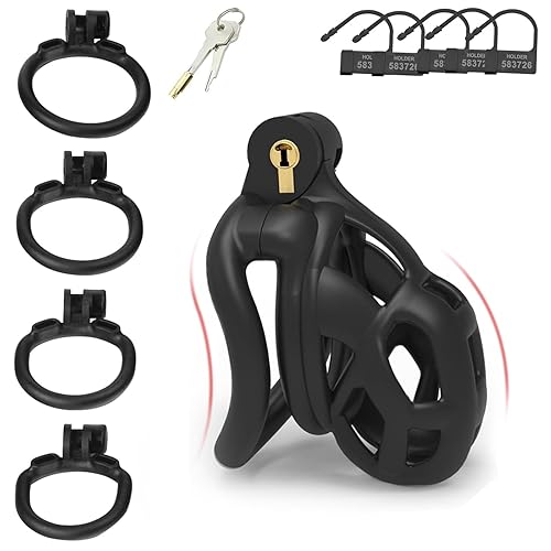 Male Chastity Device Cock Cage 2.0 Male Penis Cage with 4 Sizes Rings and Invisible Lock Lightweight Chastity Cage for Man Penis Exercise Training Bondage Adult Sex Toys(Nano) - NANO