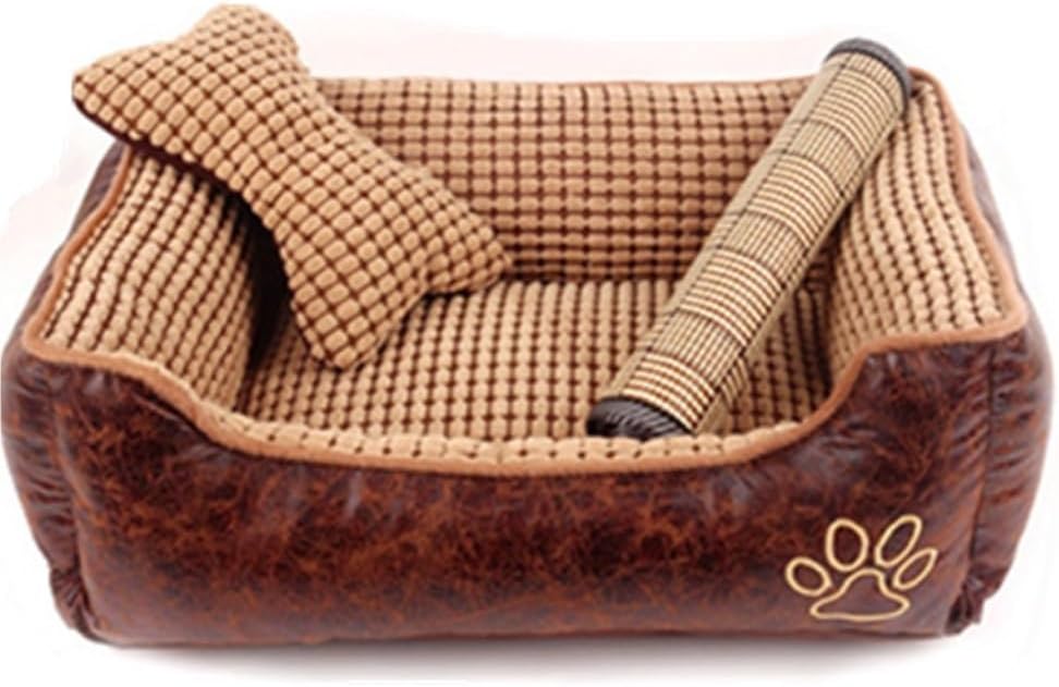 Dog Bed Four Seasons Universal Fully Detachable and Washable Large and Medium-Sized Pet Kennel Dog Bed Dog Pad Sofa Bed Pet Bed (Color : One Color+Pillow, Size : Medium) (One Color+pillow Large)