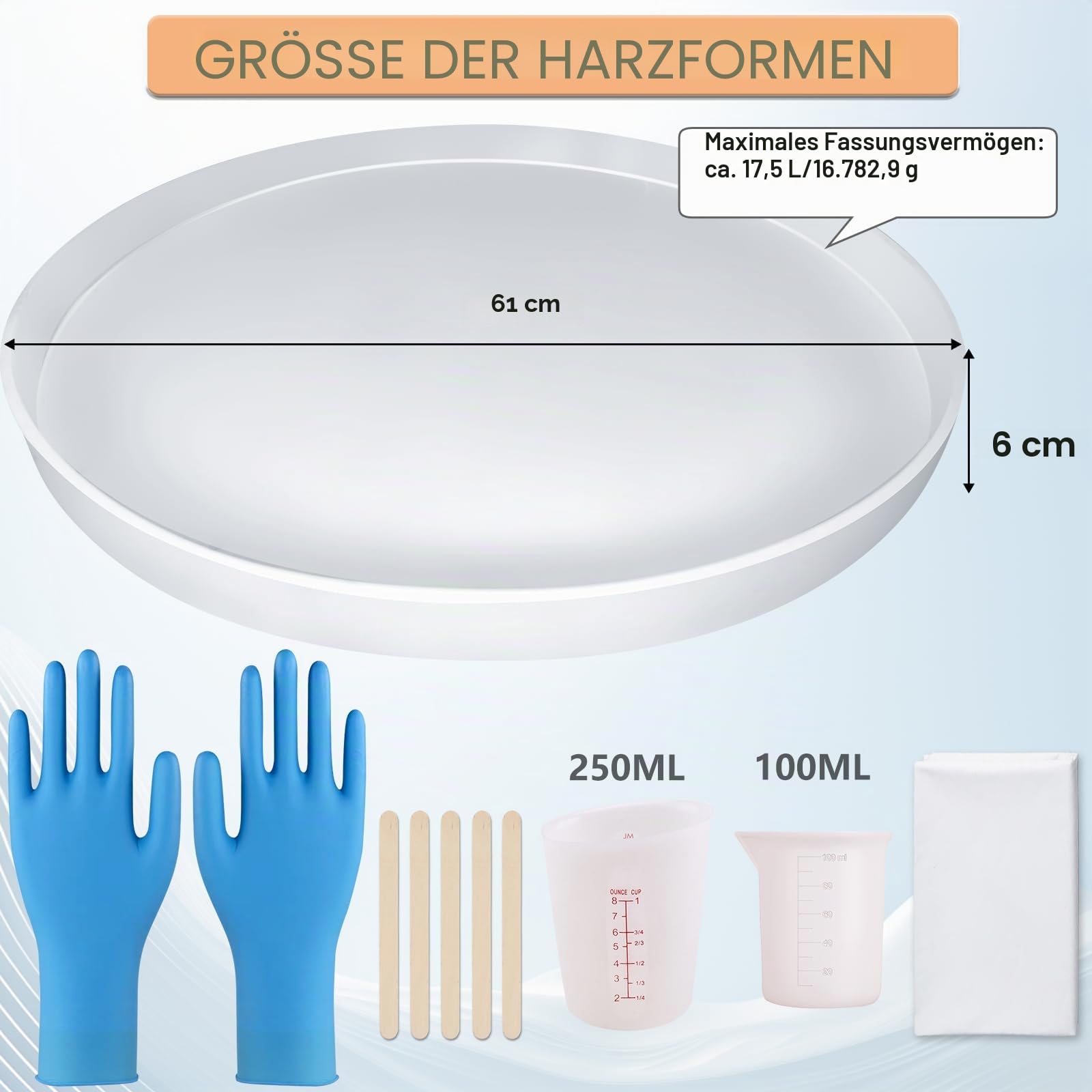 61 cm große Harz-Tischformen, extra große, runde Silikonformen für Epoxid-Tischplatte, Flusstisch, Couchtisch, Schneidebrett, DIY-Harzkunst, Heimdekoration