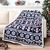 PAVILIA Premium Christmas Sherpa Throw Blanket Christmas Decoration Gift Fleece Plush Warm Cozy Reversible Microfiber Holiday Blanket Blue Christmas 50×60