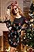 For G and PL Xmas Women Black Costume Bodycon Printed Long Sleeve Dress Crewneck Pullover Christmas Outfits Light S